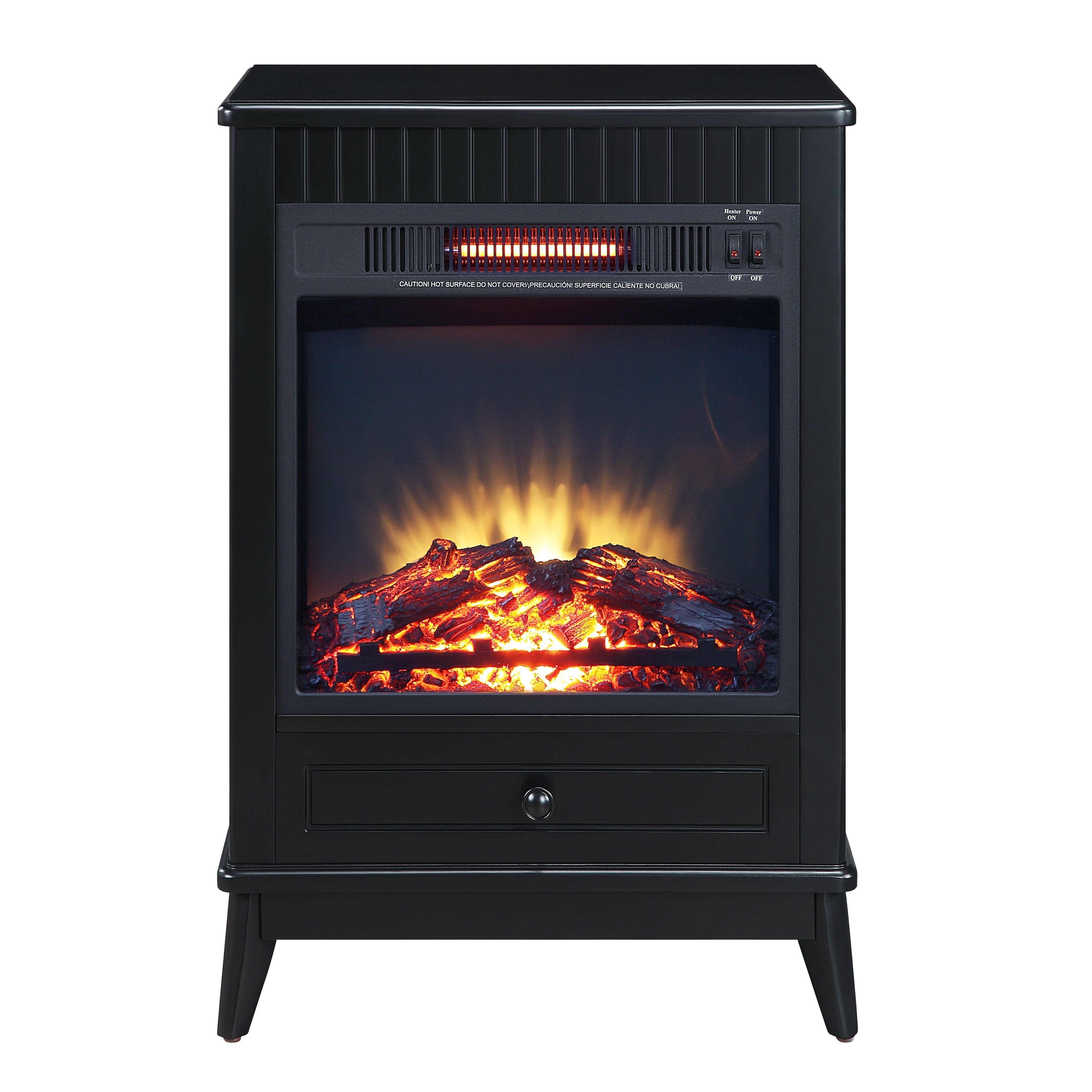 Acme Hamish Wooden 1-Drawer Fireplace In Black