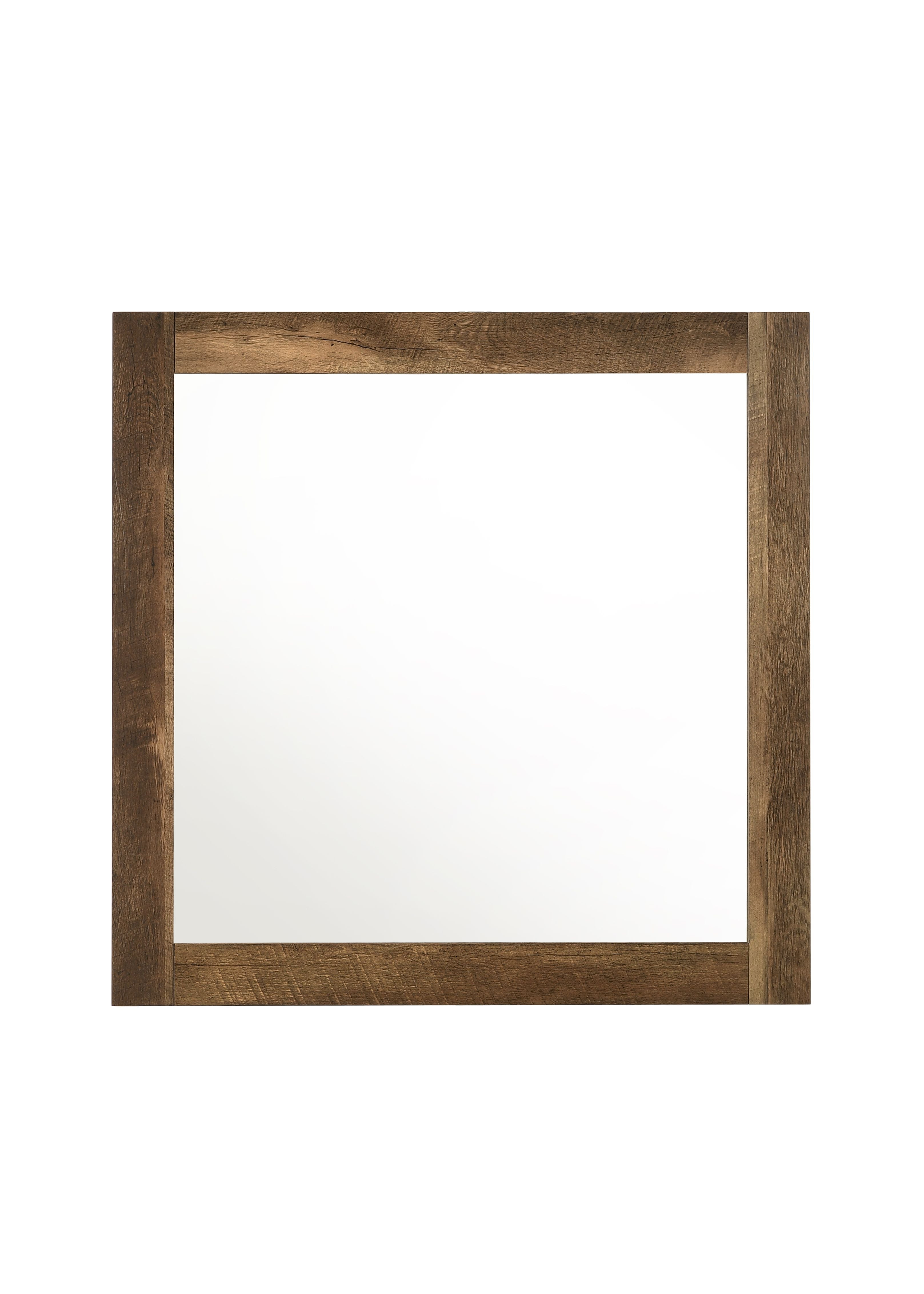Acme Morales Square Dresser Mirror With Wooden Frame In Rustic Oak