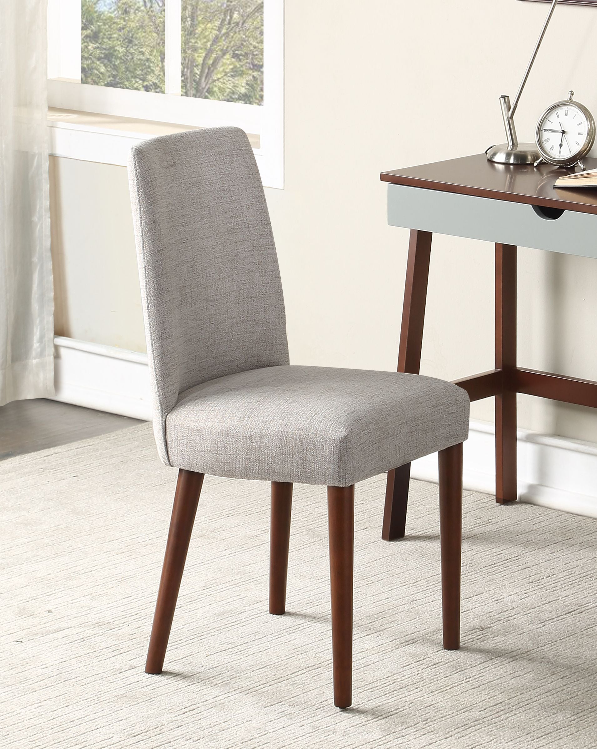 Taylor chair With Espresso Legs And gray Fabric(D0102H7c2HJ)