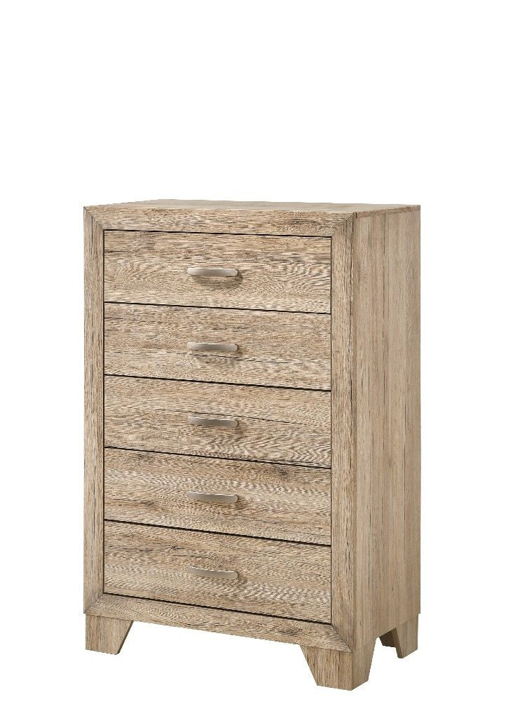 Acme Miquell 5-Drawer Wooden Chest In Natural
