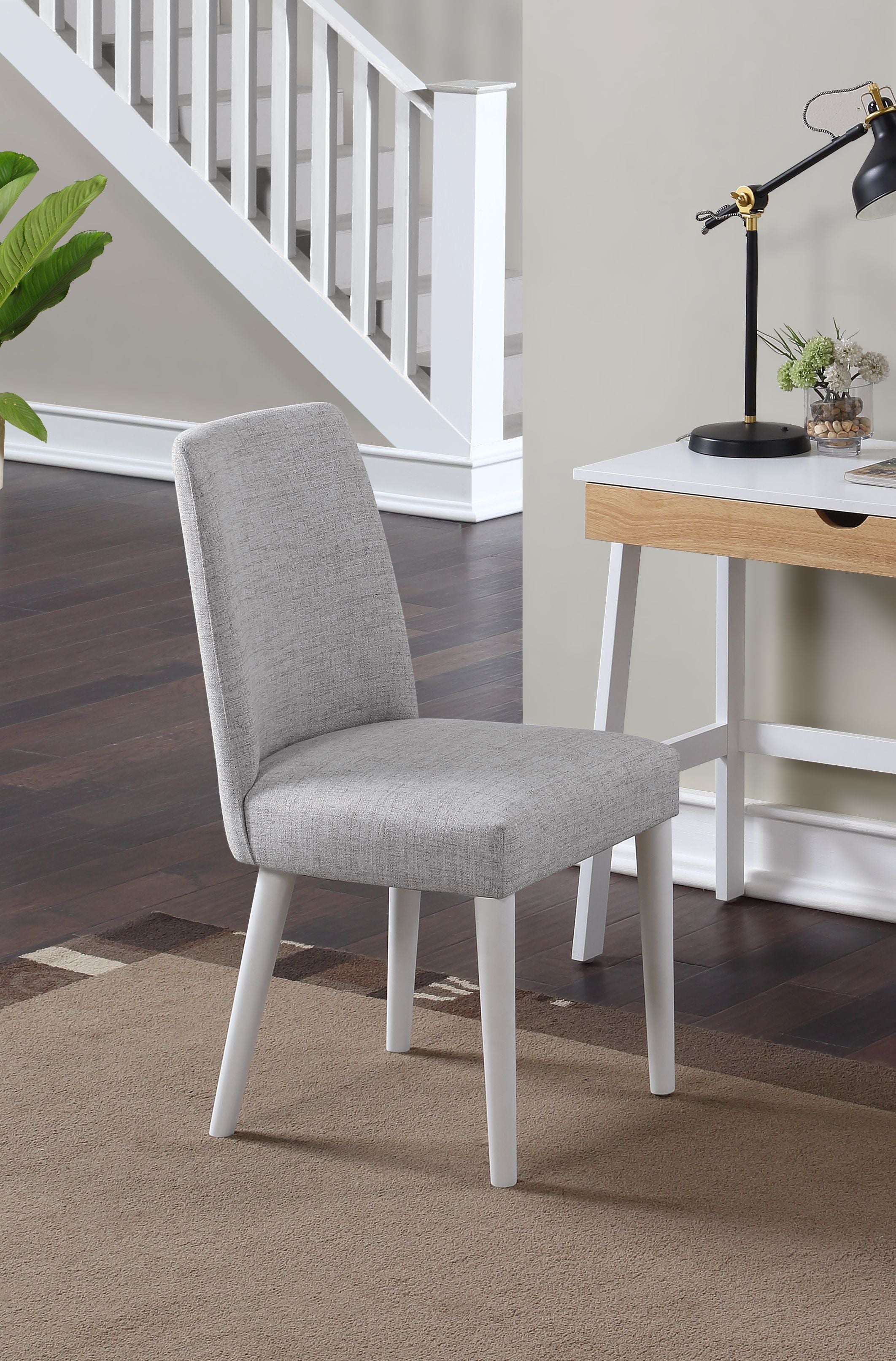 Taylor chair With White Leg And gray Fabric(D0102H7c2JP)