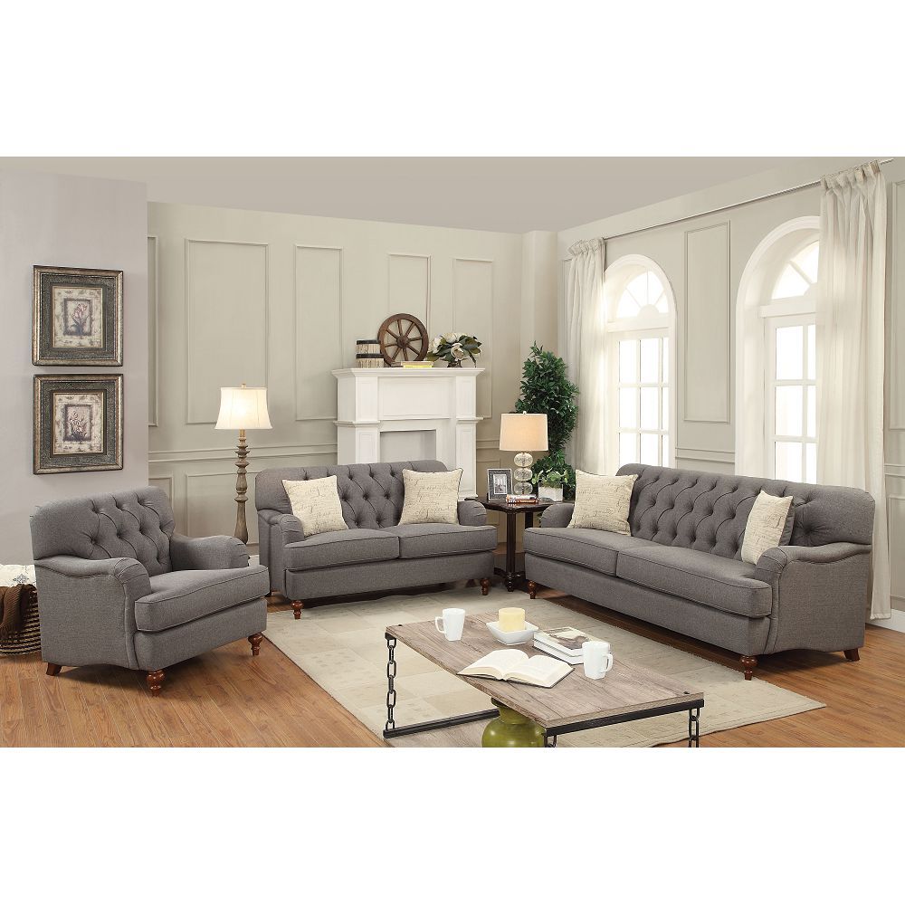 Acme Alianza Sofa (with 2 Pillows) in Dark Gray Fabric