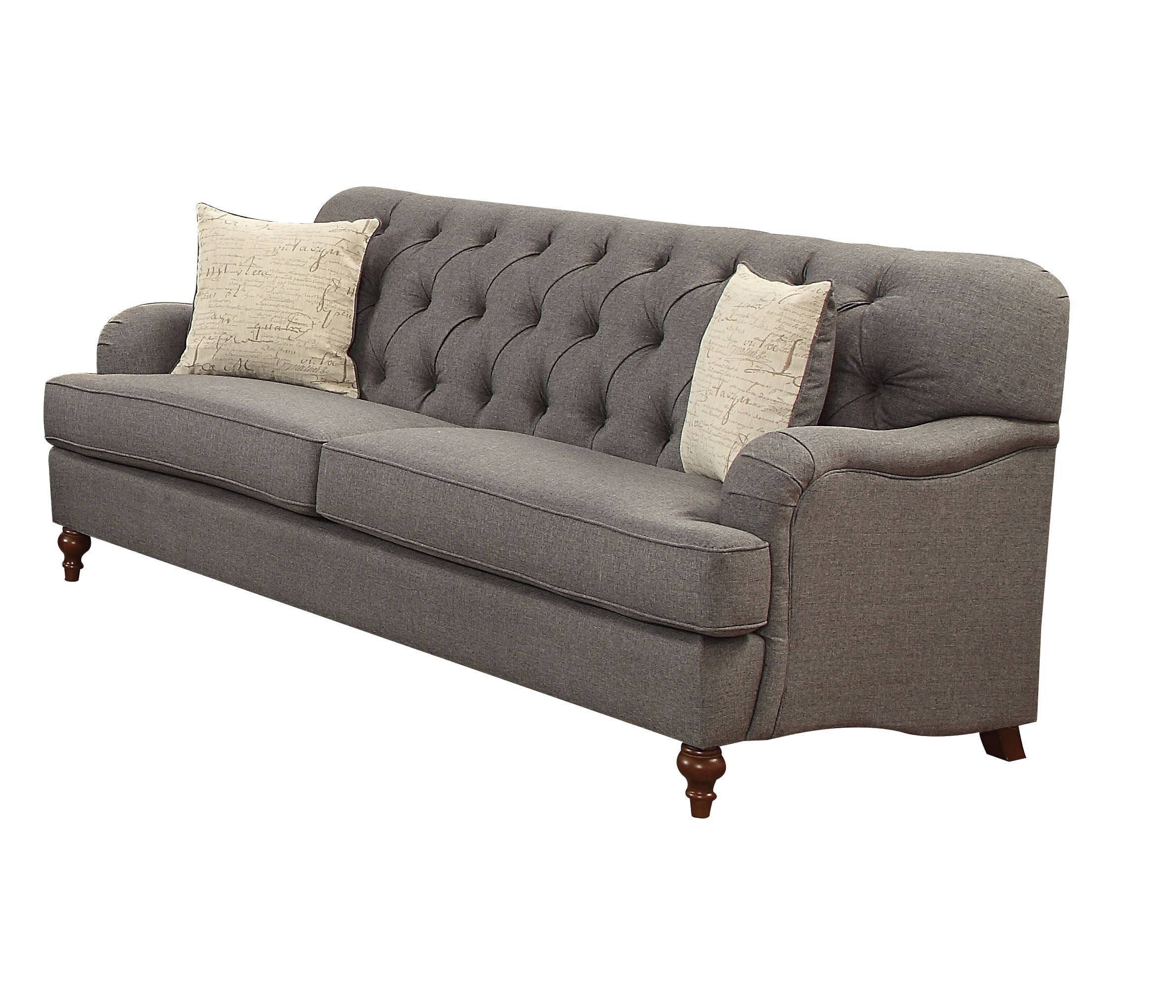 Acme Alianza Sofa (with 2 Pillows) in Dark Gray Fabric