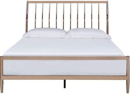Acme Marianne Queen Metal Frame Sleigh Bed in Copper and Rose Gold