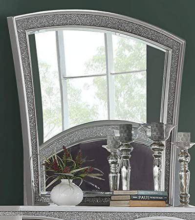 Acme Maverick Wooden Mirror In White Platinum