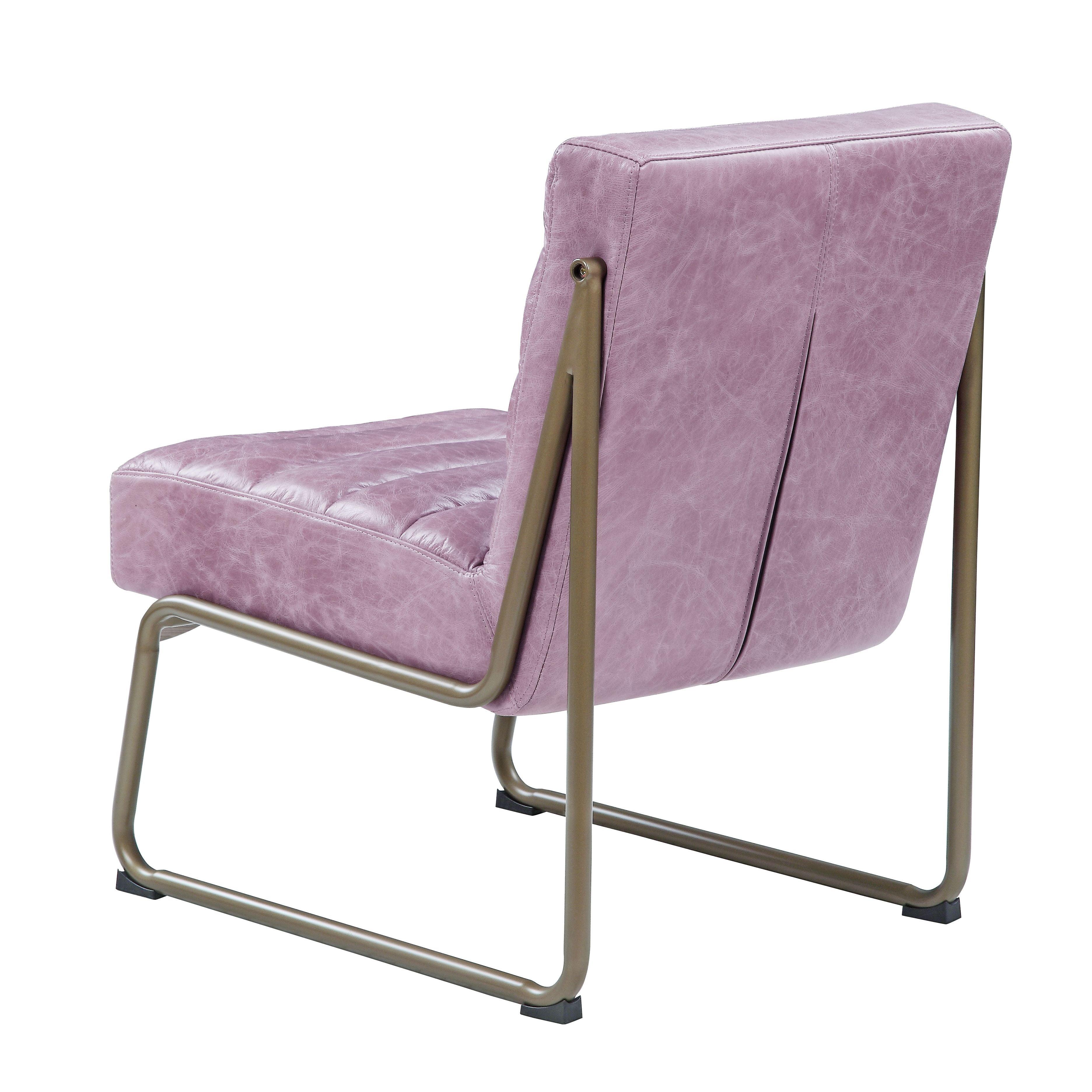 Acme Loria Tufted Upholstery Accent Chair in Wisteria Top Grain Leather