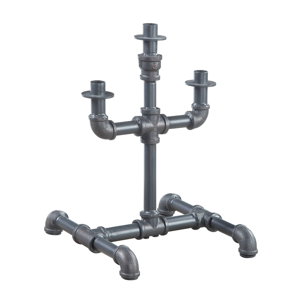 Acme Brantley Pipe Design Candleholder With Metal Frame In Sandy Gray