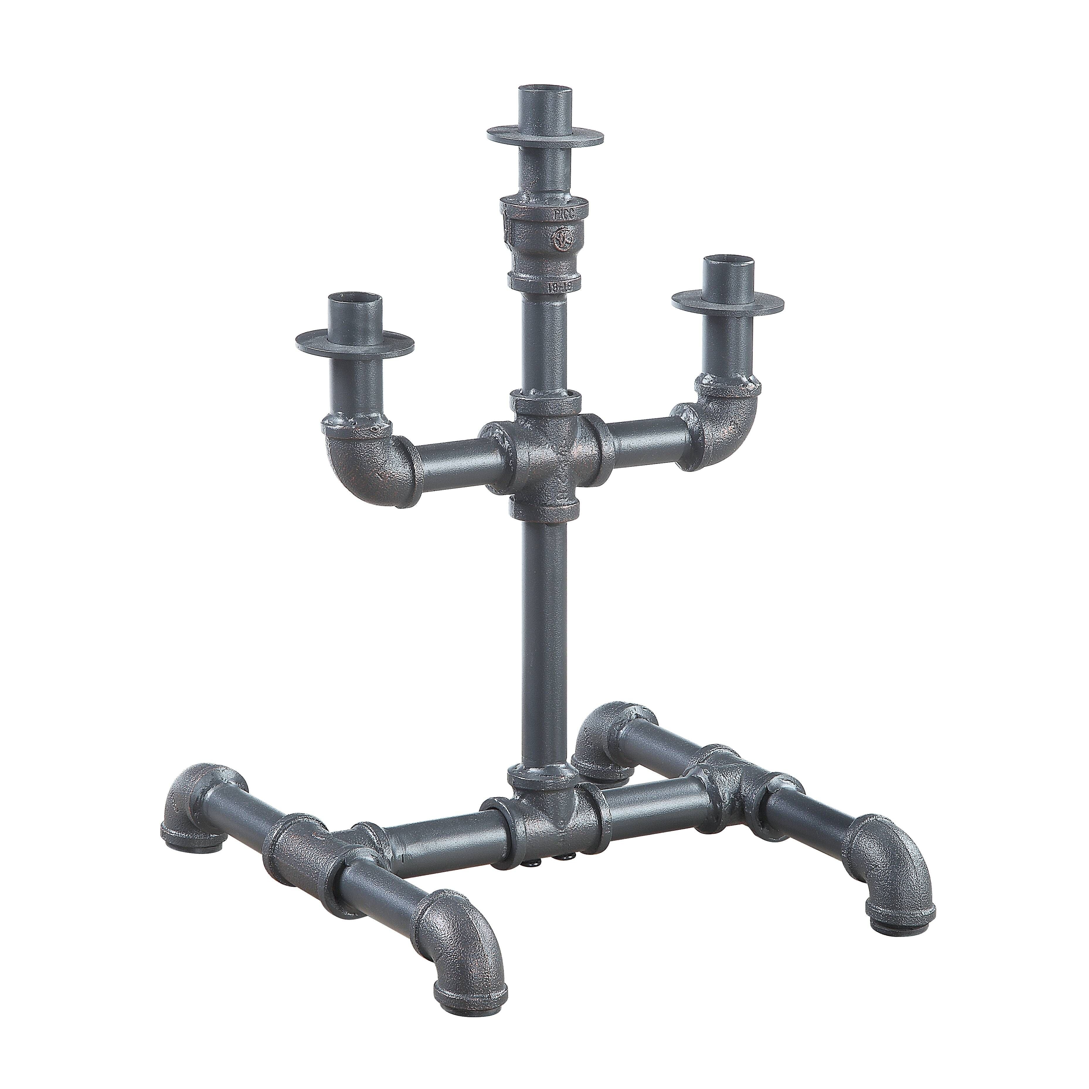 Acme Brantley Pipe Design Candleholder With Metal Frame In Sandy Gray