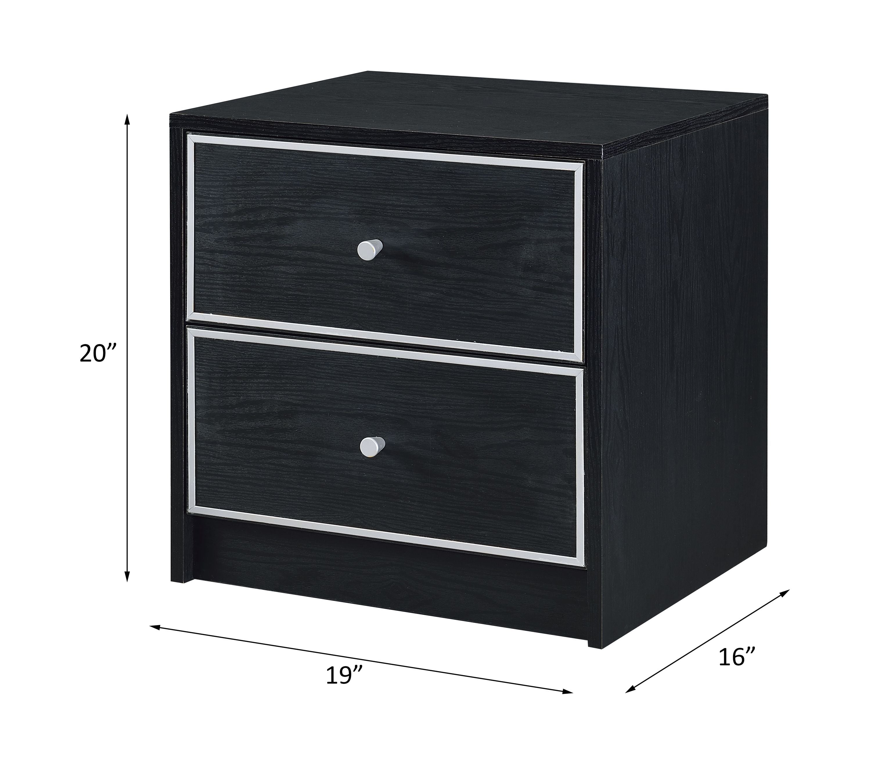 Acme Jabir 2-Drawer Wooden Accent Table in Black and Silver