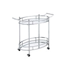 Acme Jinx 2 Glass Tier Shelves Serving Cart With Wheels In Clear And Chrome
