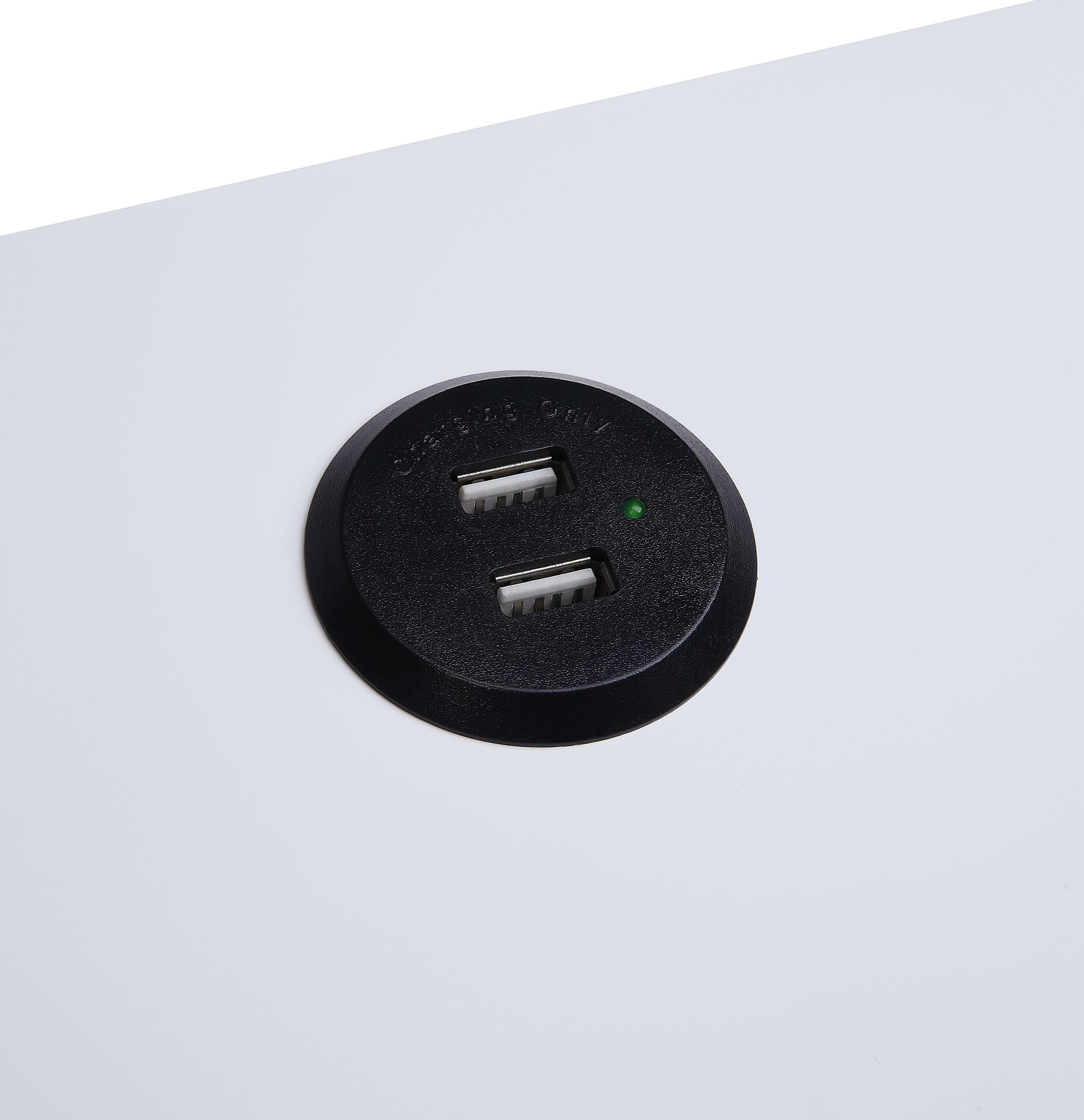 Acme Fierce Wooden Side Table With Usb Charging Dock In White And Black