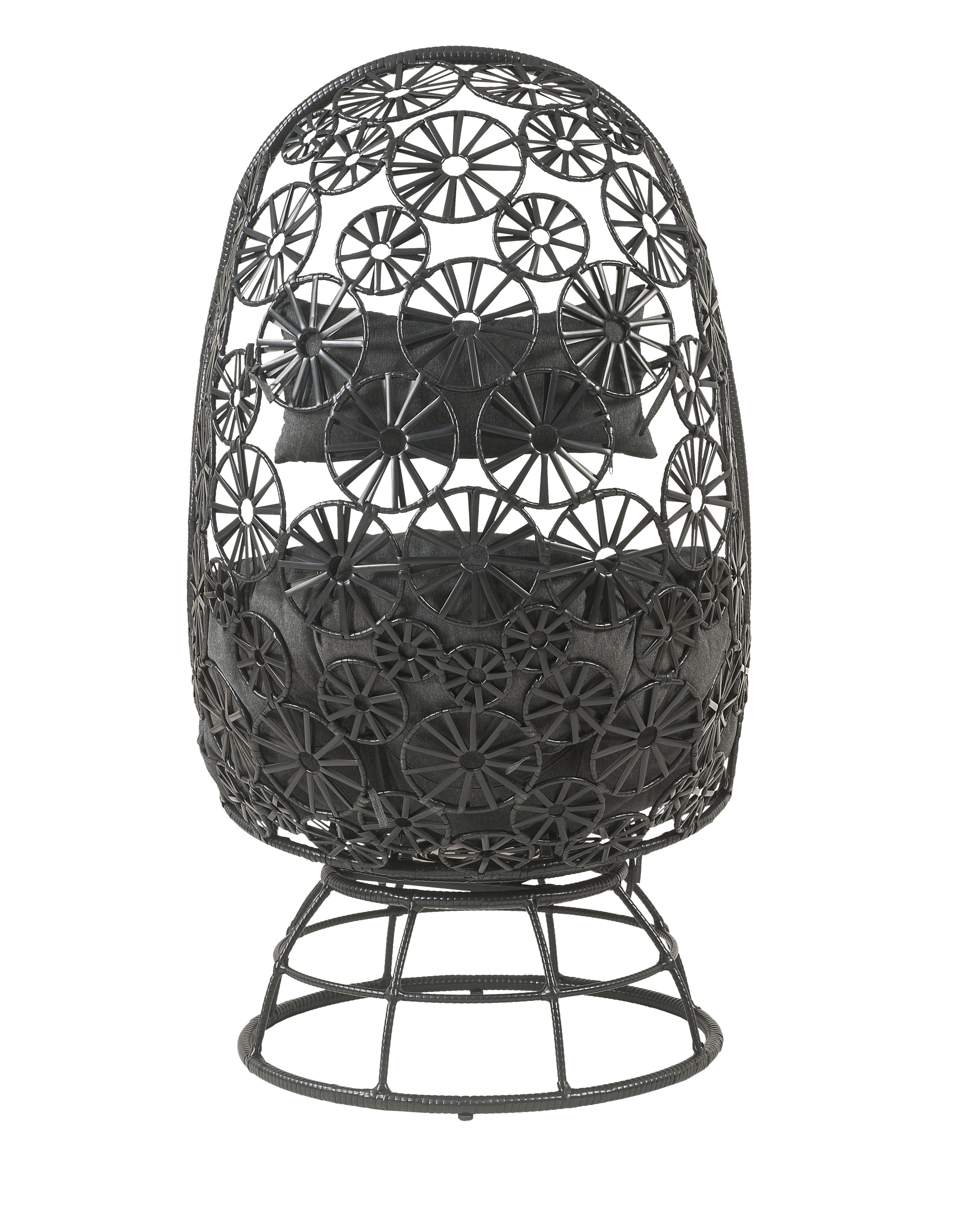 Acme Hikre Wicker Patio Lounge Chair and Side Table in Charcoal and Black