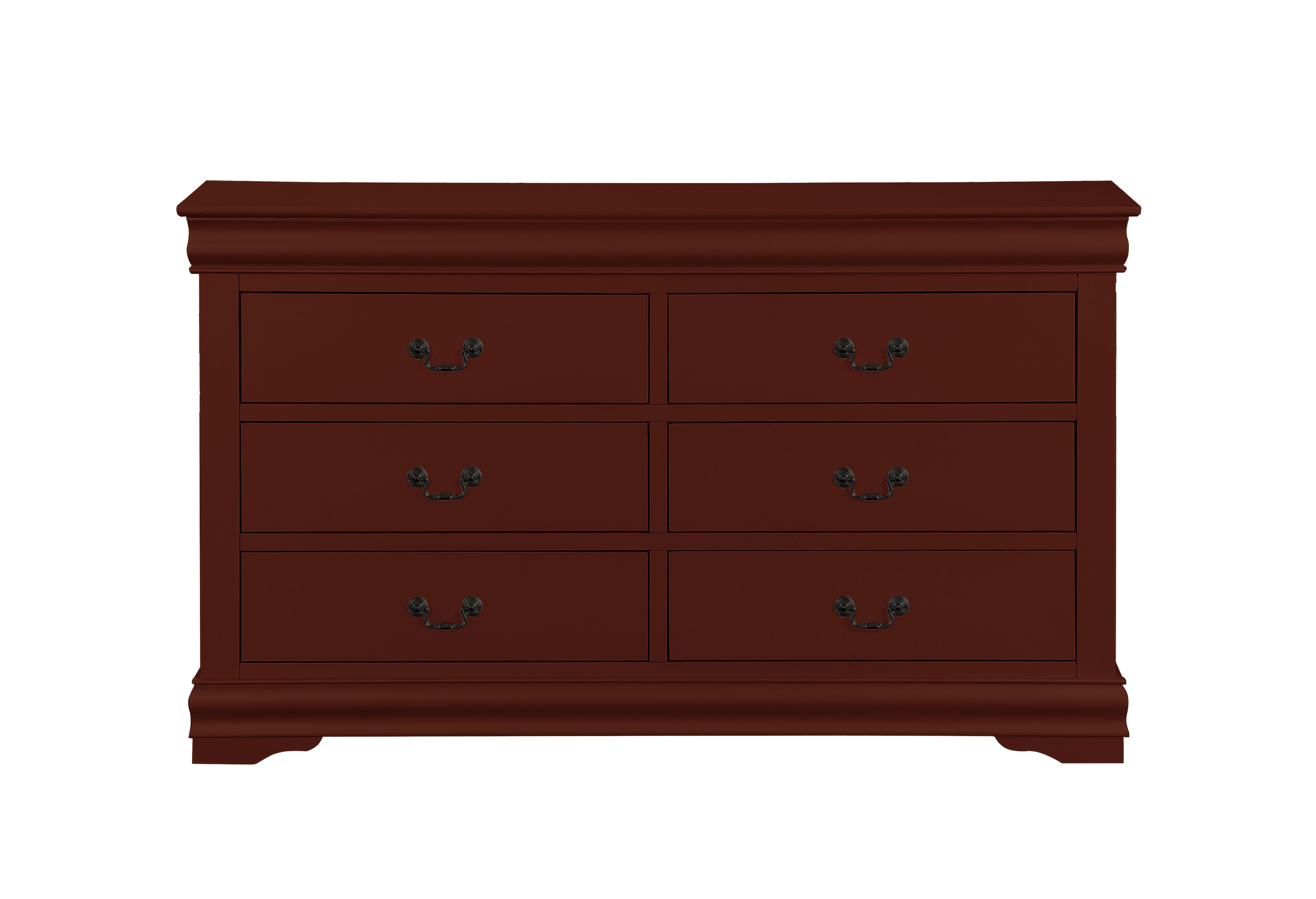 Acme Louis Philippe Rectangular Wood 6-Drawer Dresser in Cherry