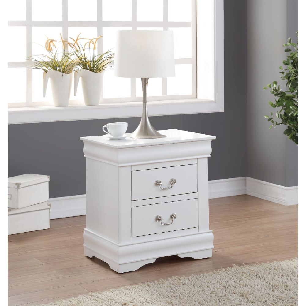 Acme Louis Philippe Nightstand in White