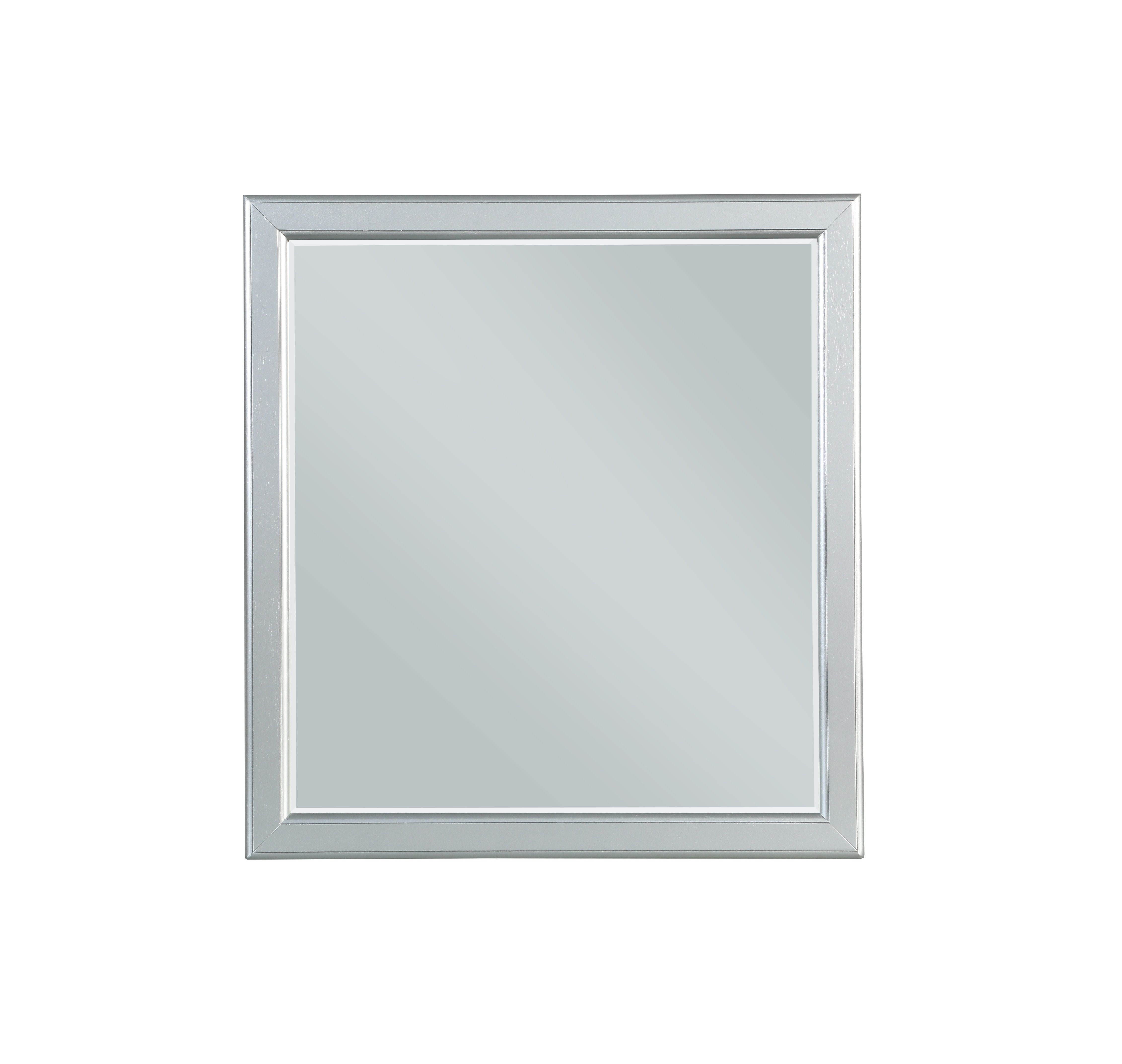 Acme Louis Philippe Wooden Rectangular Mirror In Platinum White