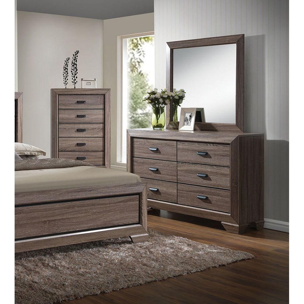 Acme Lyndon Mirror In Weathered Gray Grain