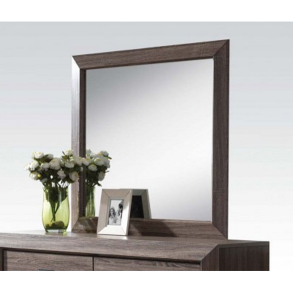 Acme Lyndon Mirror In Weathered Gray Grain