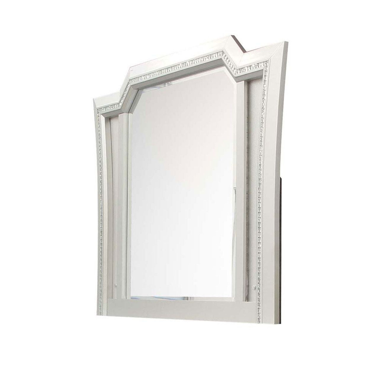 Acme Kaitlyn Wooden Frame Mirror With Led In White And Champagne