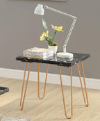 Acme Telestis 22" Square Marble Top End Table in Black and Gold