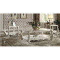 Acme Versailles Rectangular Wood Coffee Table with Bottom Shelf in Bone White