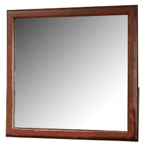 Acme Louis Philippe Iii Square Wooden Mirror In Cherry