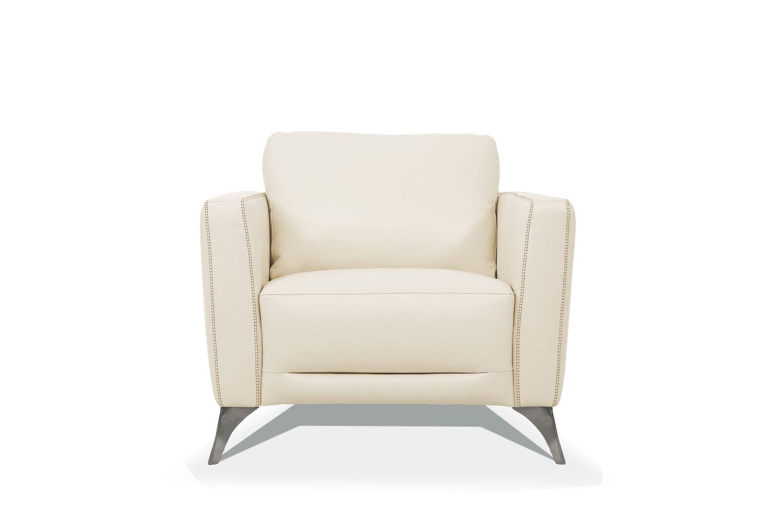 Acme Malaga Leather Accent Chair In Cream