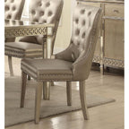 Acme Kacela Faux Leather Tufted Dining Side Chair in Champagne Brown