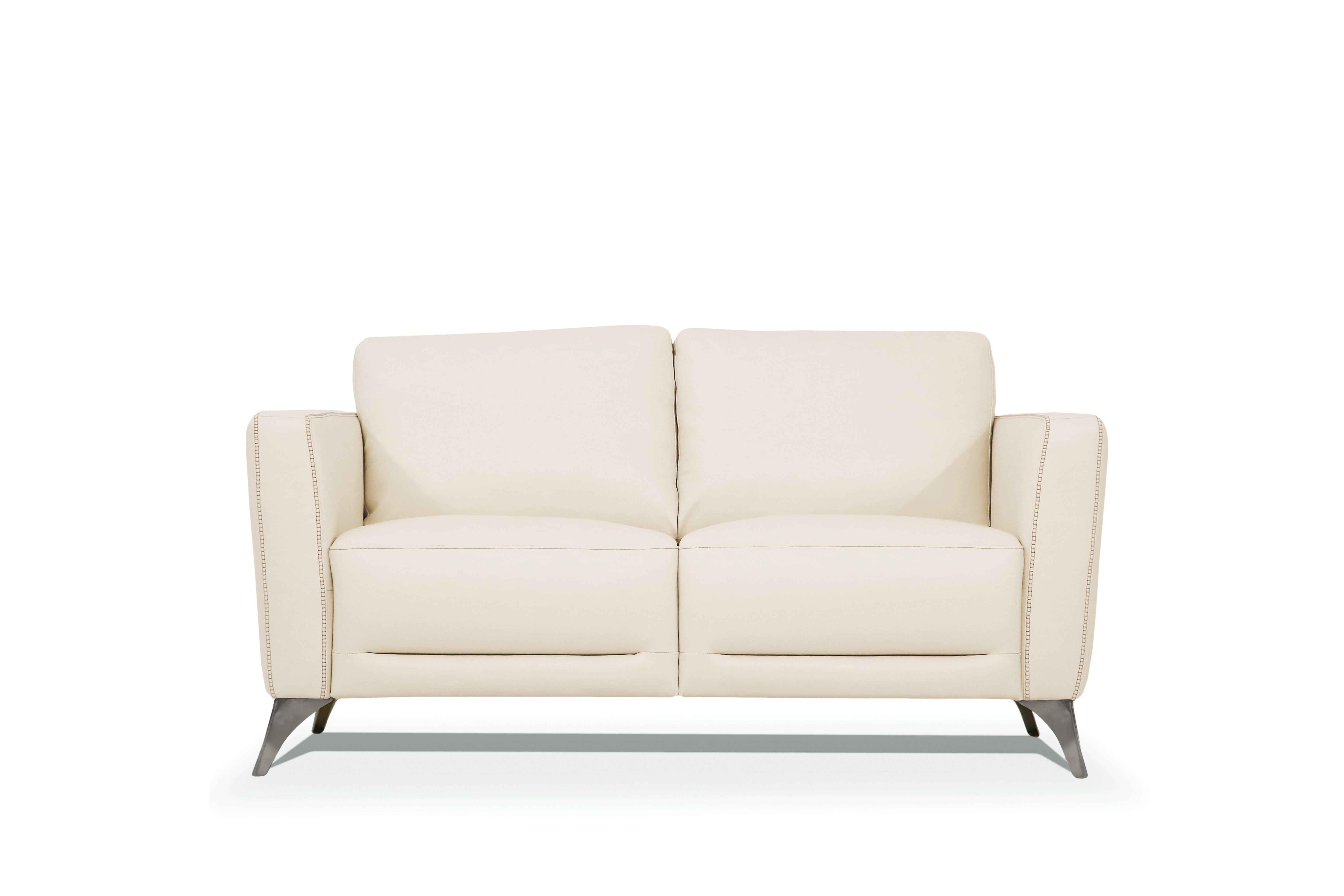 Acme Malaga Leather Loveseat In Cream