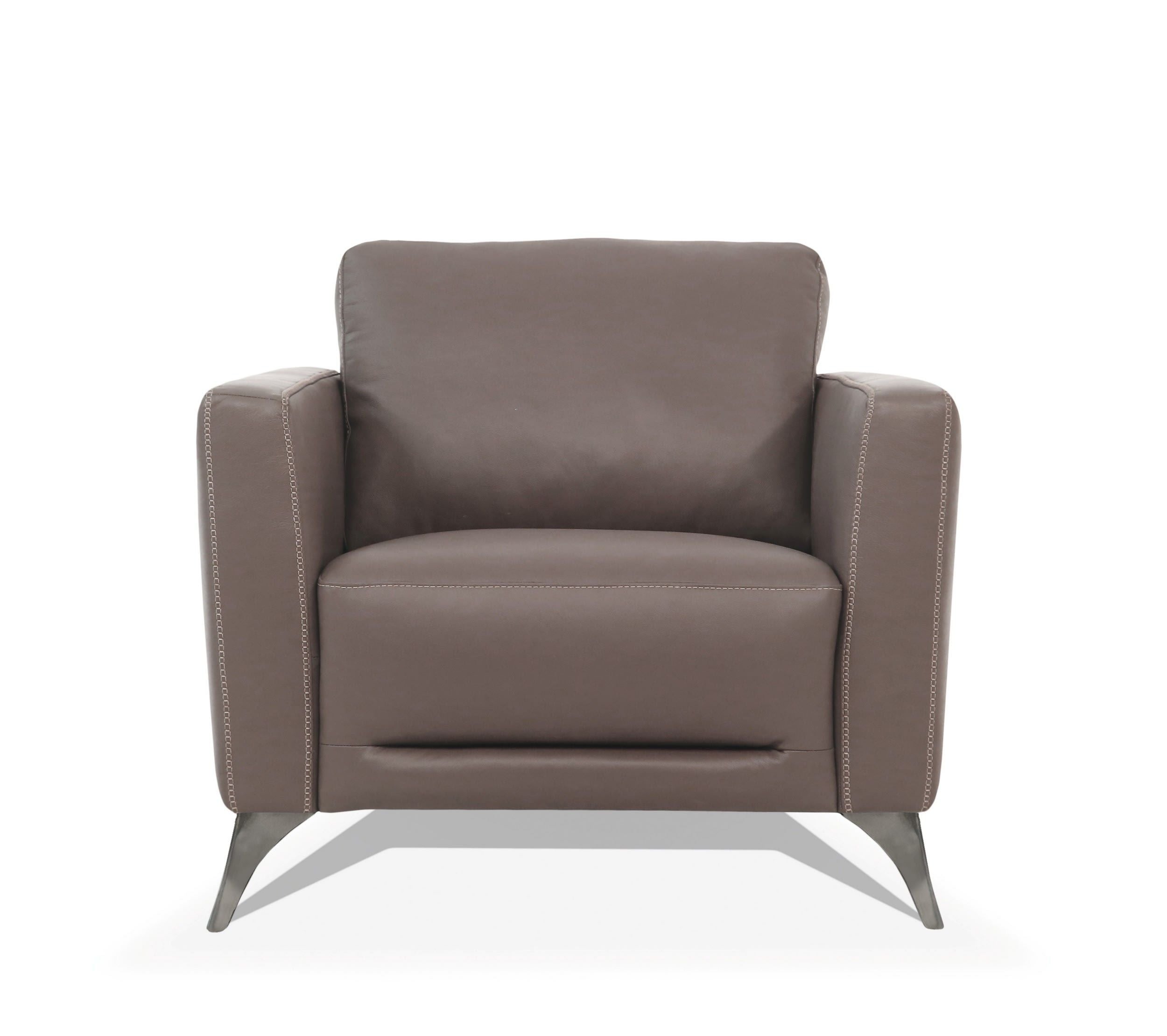 Acme Malaga Leather Accent Chair In Espresso