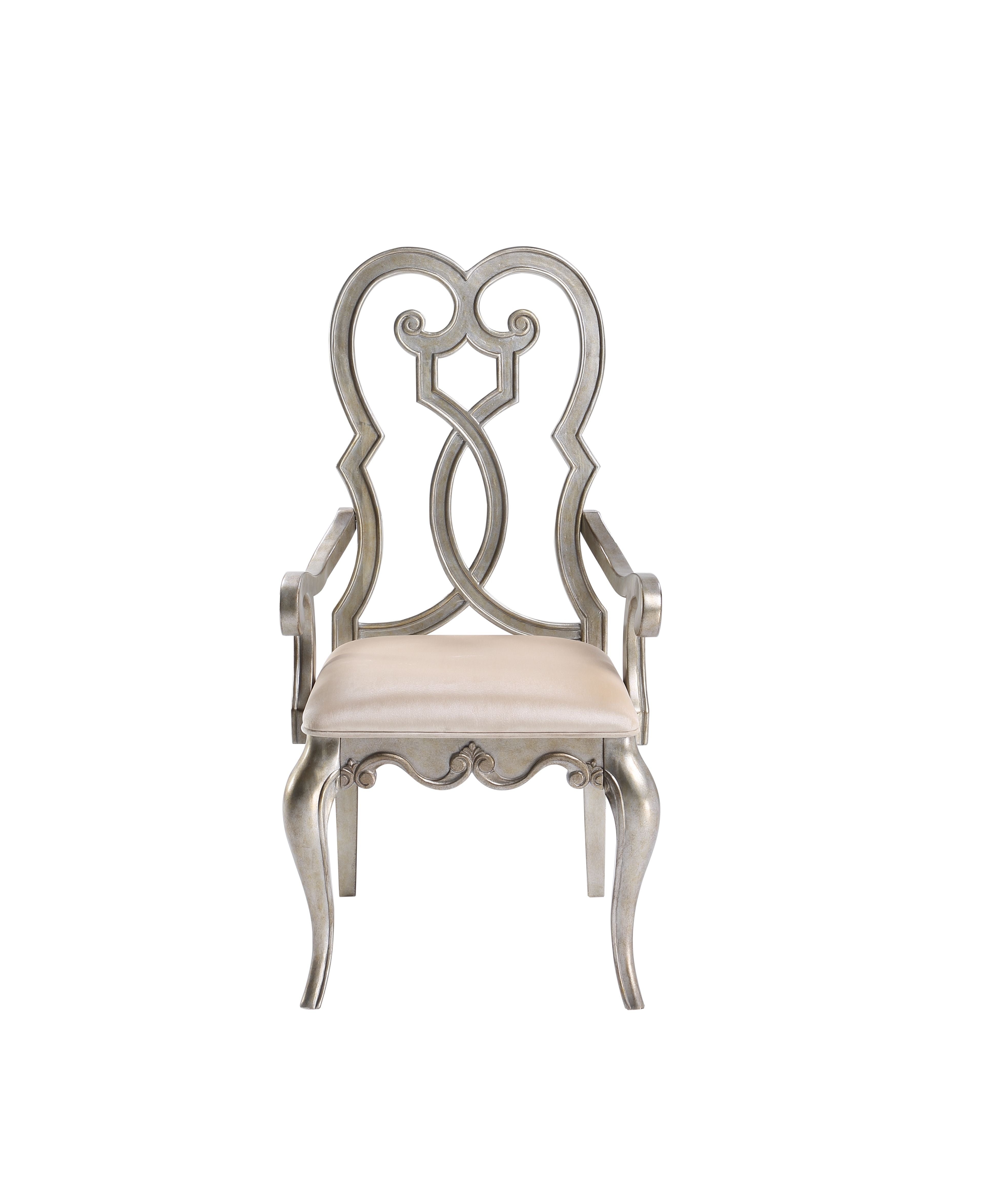 Acme Esteban Velvet Upholstered Arm Chair in Ivory
