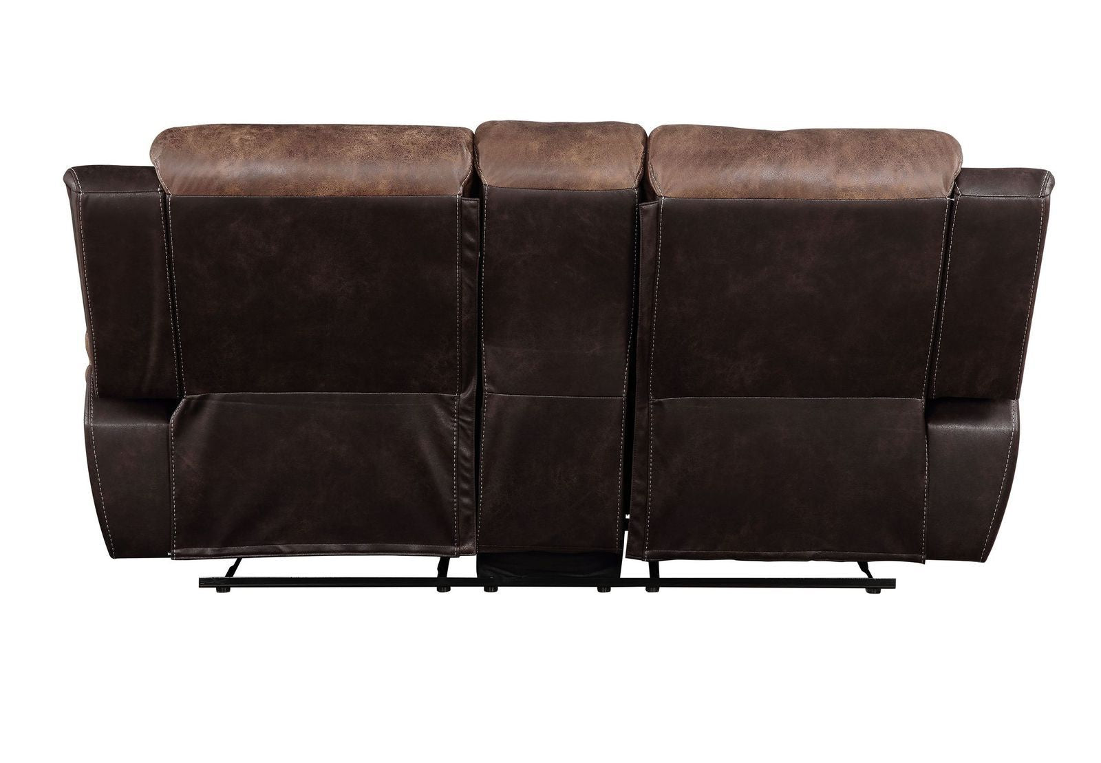 Acme Jaylen Microfiber Reclining Loveseat With Console In Toffee And Espresso