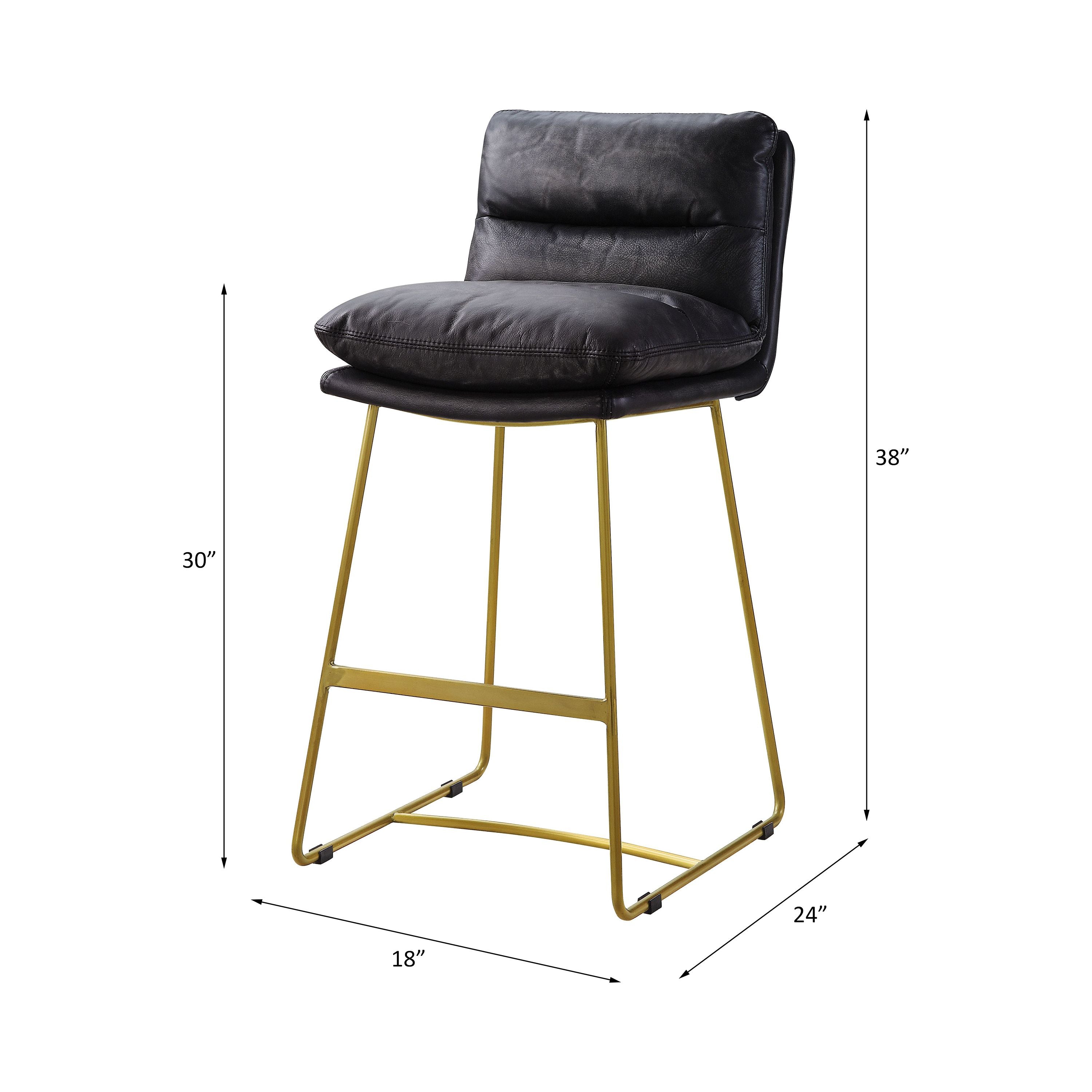 AcME Alsey counter Height chair (1Pc), Vintage Black Top grain Leather 96400(D0102H7cVB6)