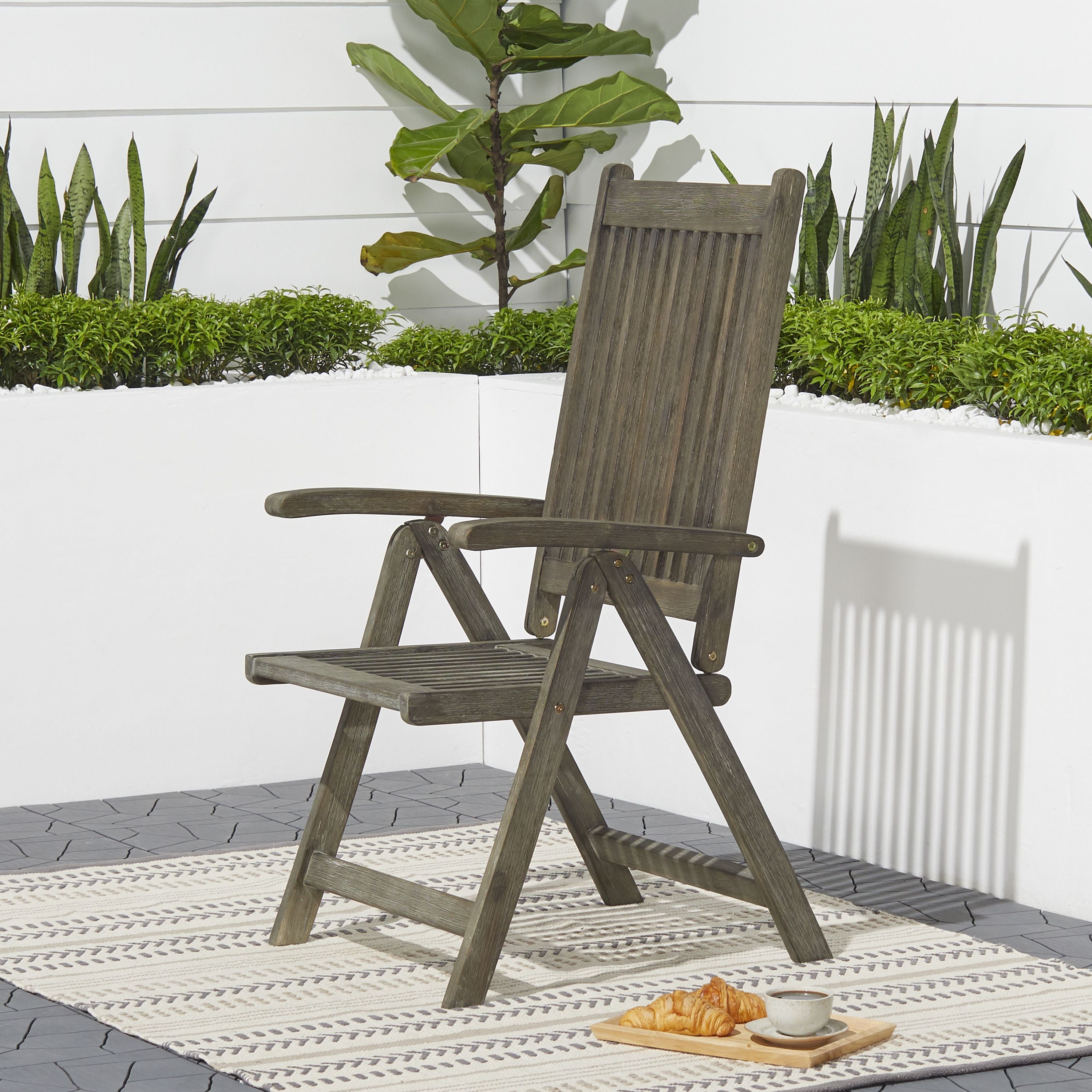 Renaissance Outdoor Patio Hand-scraped Wood 5-Position Reclining chair(D0102H7J6BT)
