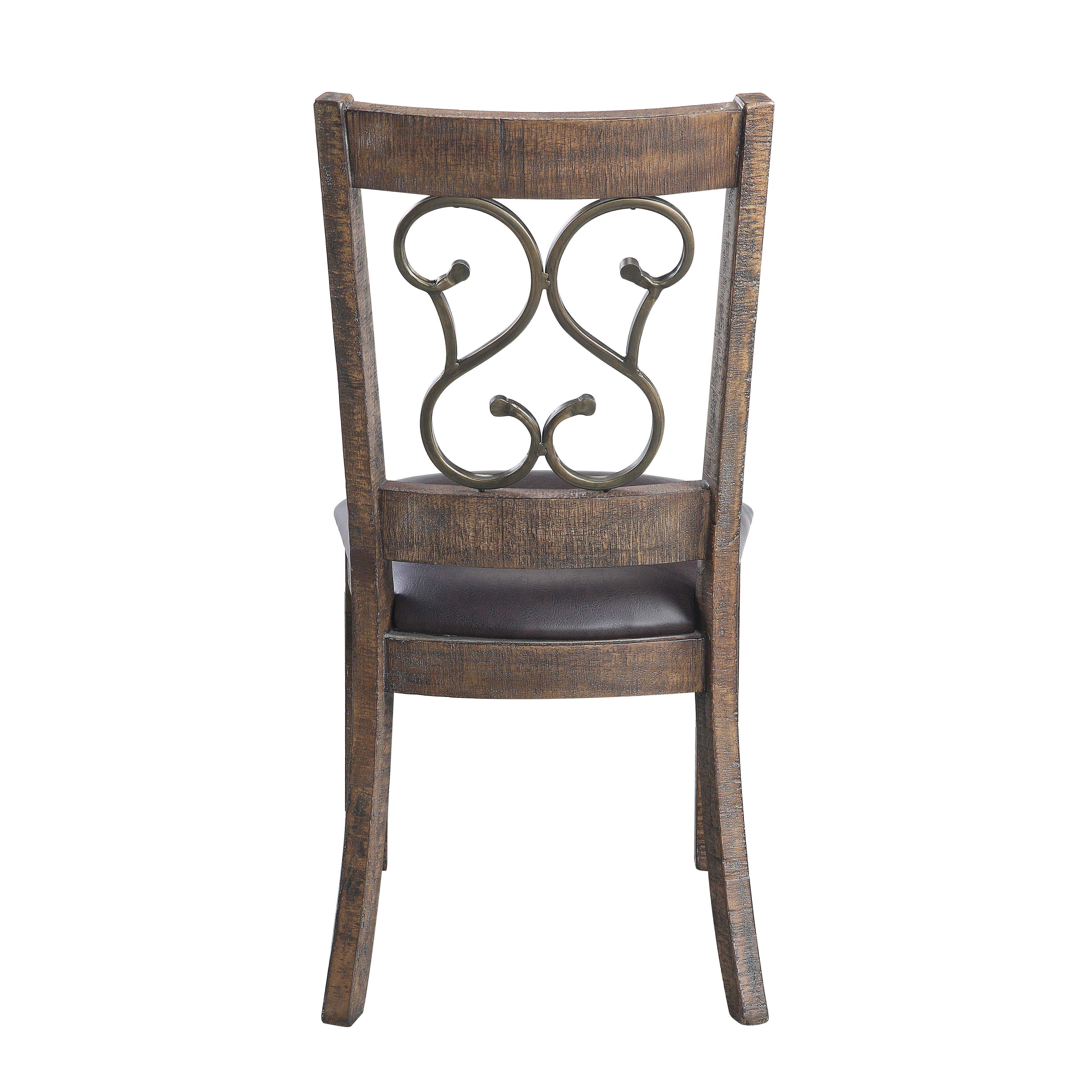 Acme Raphaela Side Chair in Black and Weathered Cherry (Set-2)