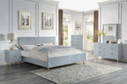 Acme Gaines Rectangle Wooden Frame Mirror In Gray High Gloss