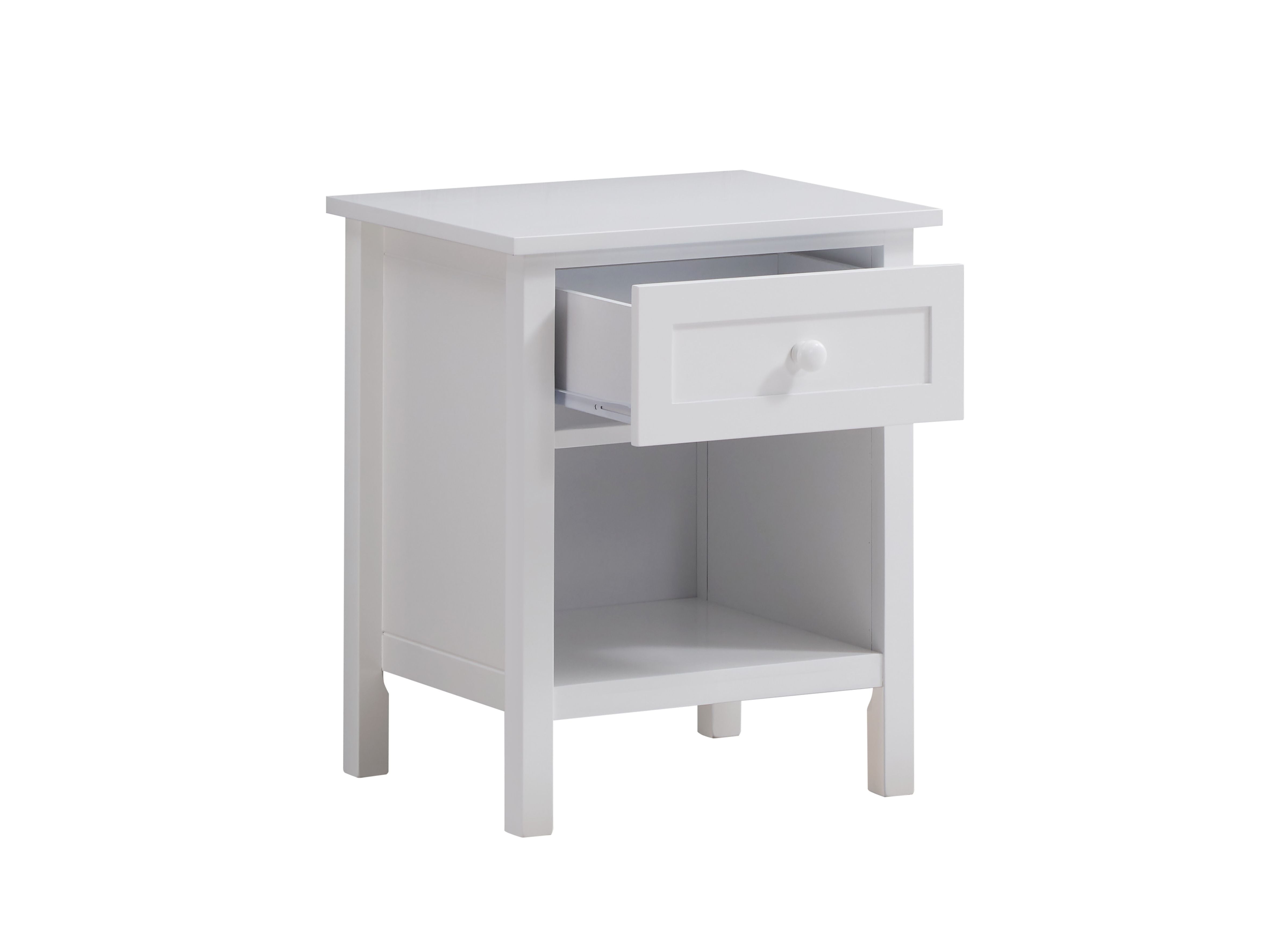 Acme Iolanda 1-Drawer Wooden Nightstand with Compartment in White