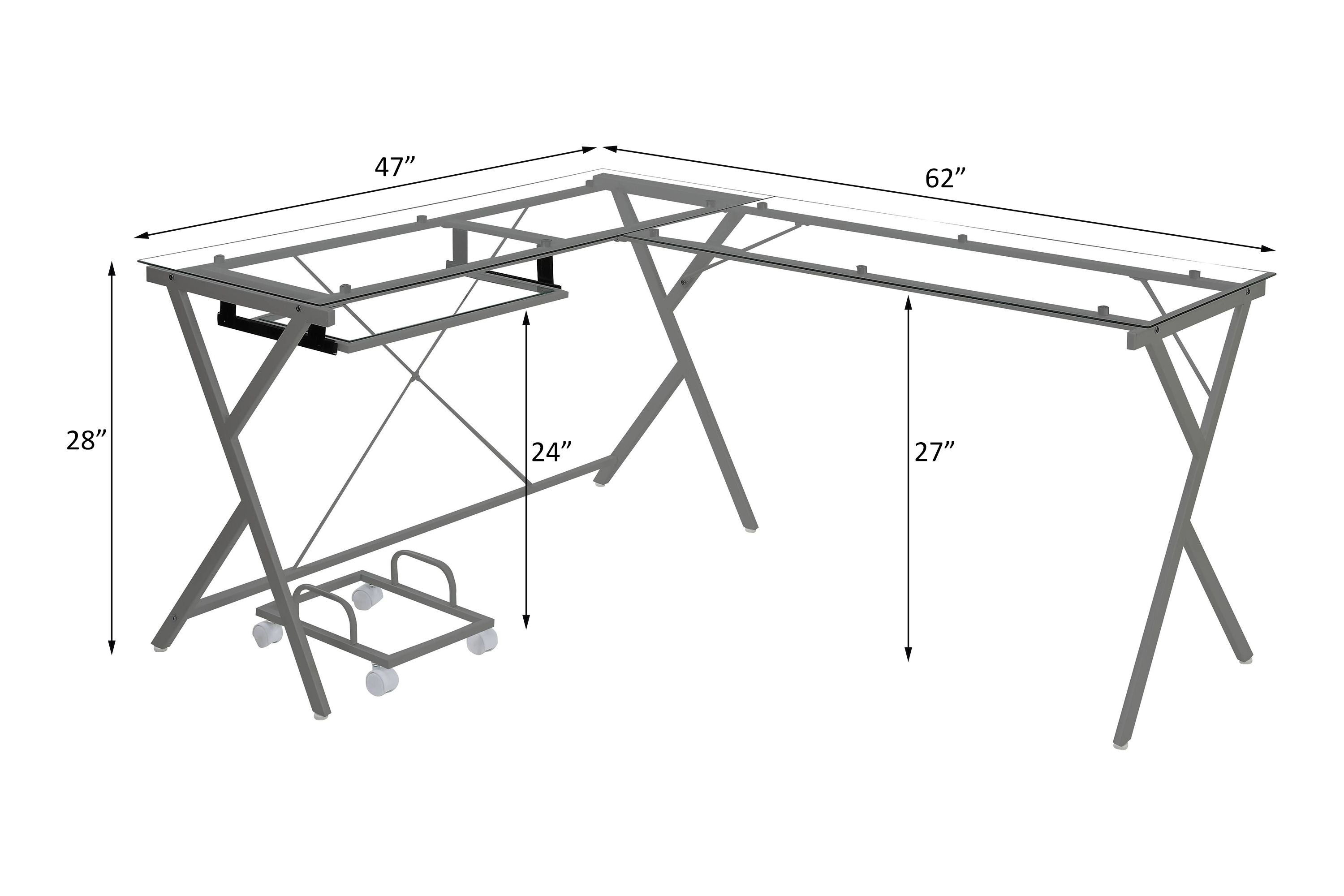 AcME Dazenus computer Desk in clear glass & Silver Finish OF00047(D0102H7JJFJ)
