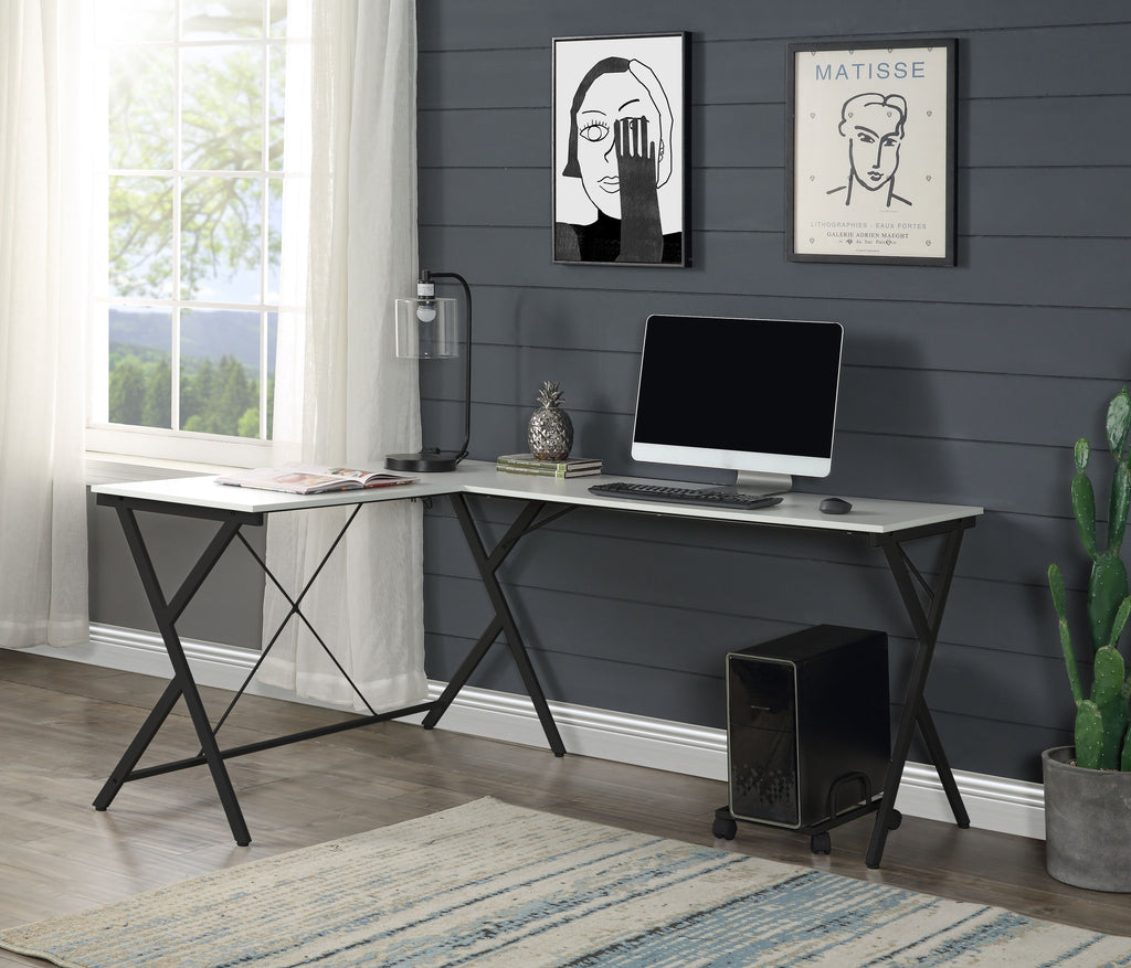 Acme Demas Wooden Top Computer Desk with Computer Holder in White and Black