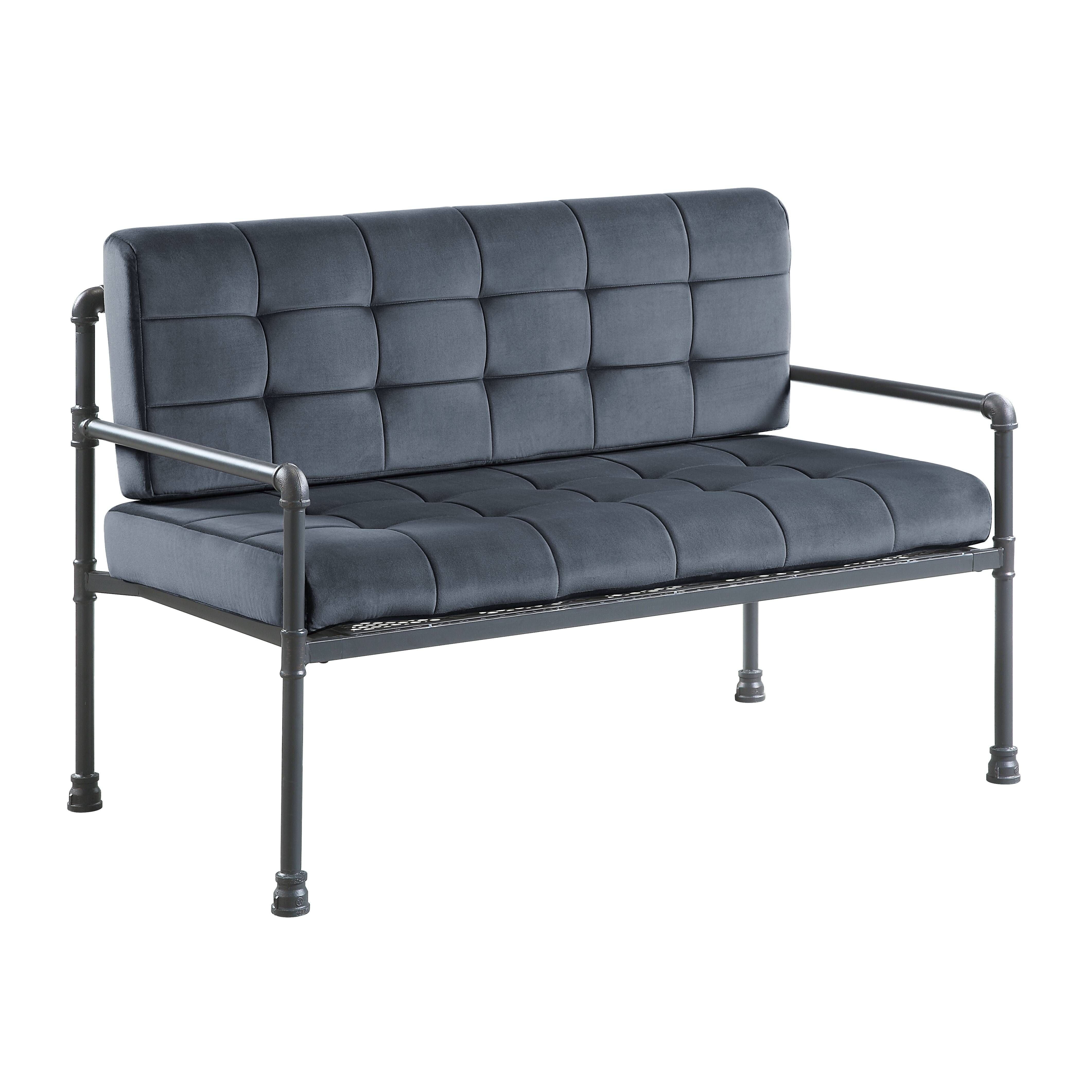 Acme Brantley Loveseat in Gray Velvet & Sandy Gray Finish