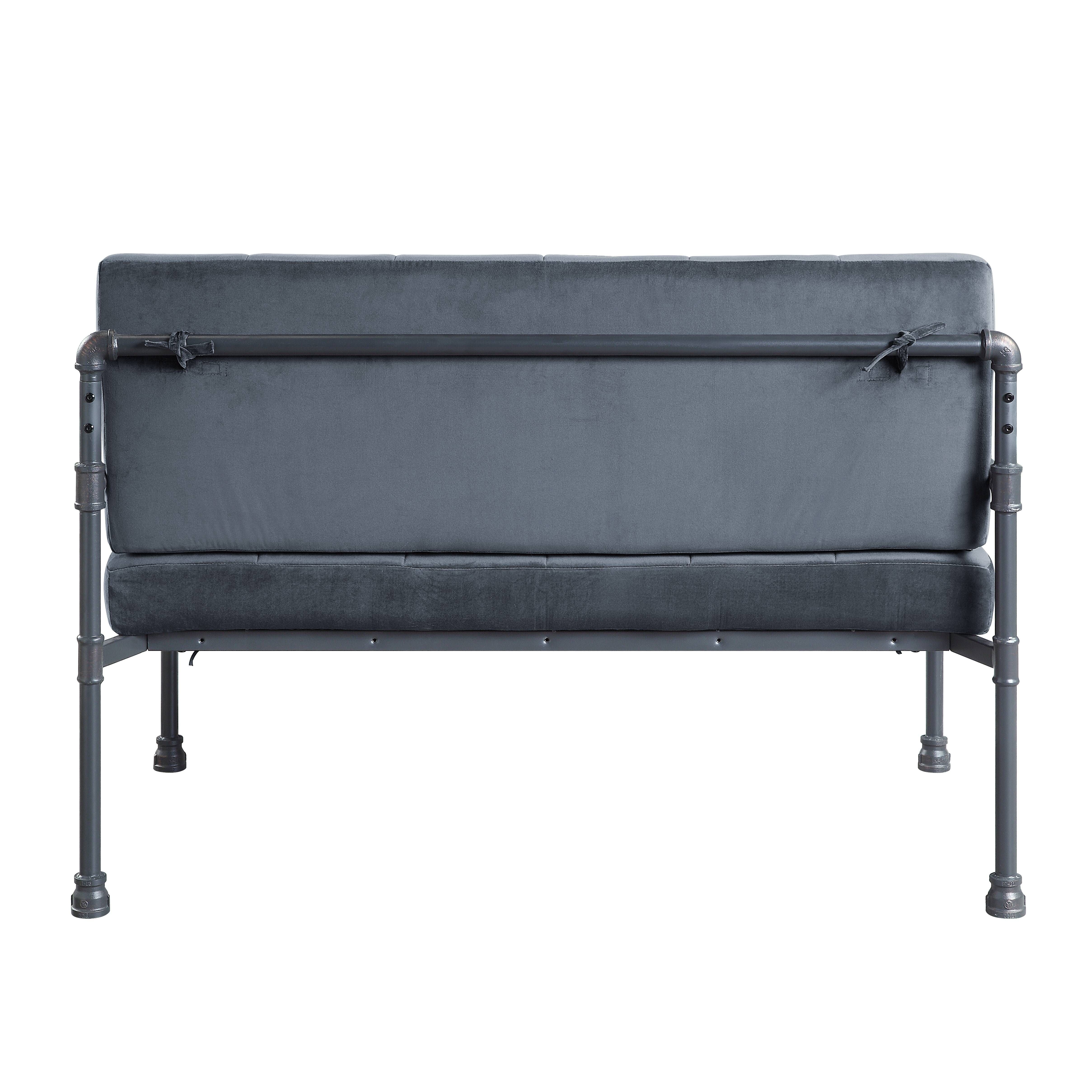 Acme Brantley Loveseat in Gray Velvet & Sandy Gray Finish