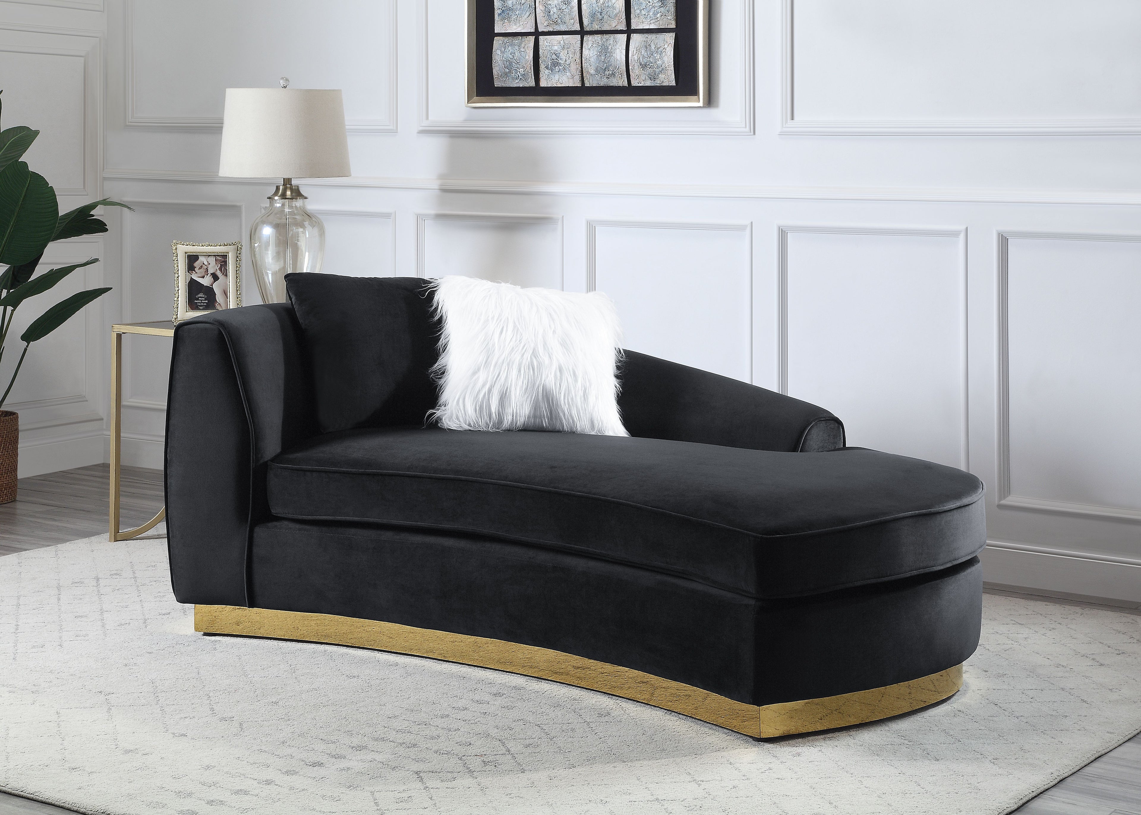 Achelle chaise w2 Pillows in Black Velvet LV01048(D0102H7JLYT)