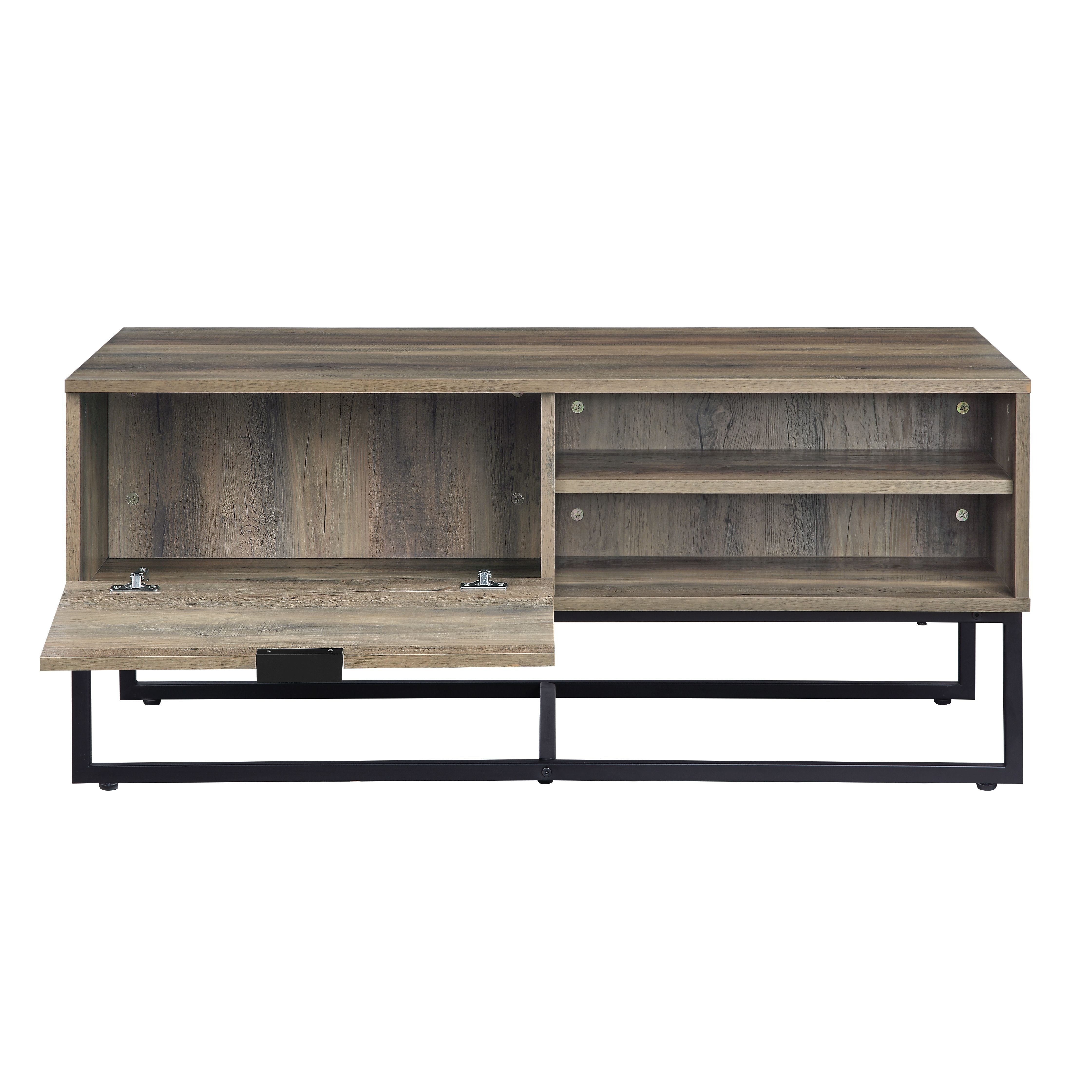 Acme Homare Wooden Coffee Table with Storage in Rustic Oak and Black