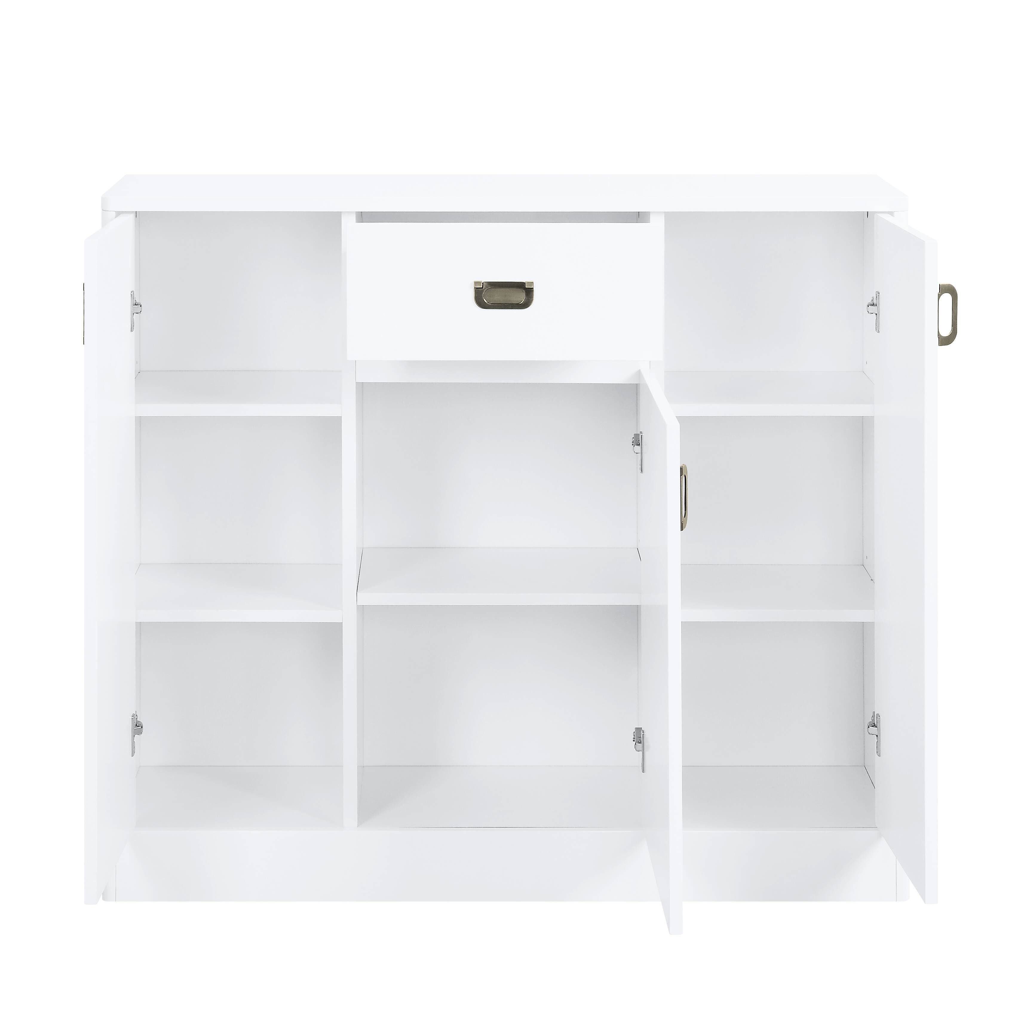 Acme Pagan Wooden Server with Drawer and Adjustable Shelves in White High Gloss