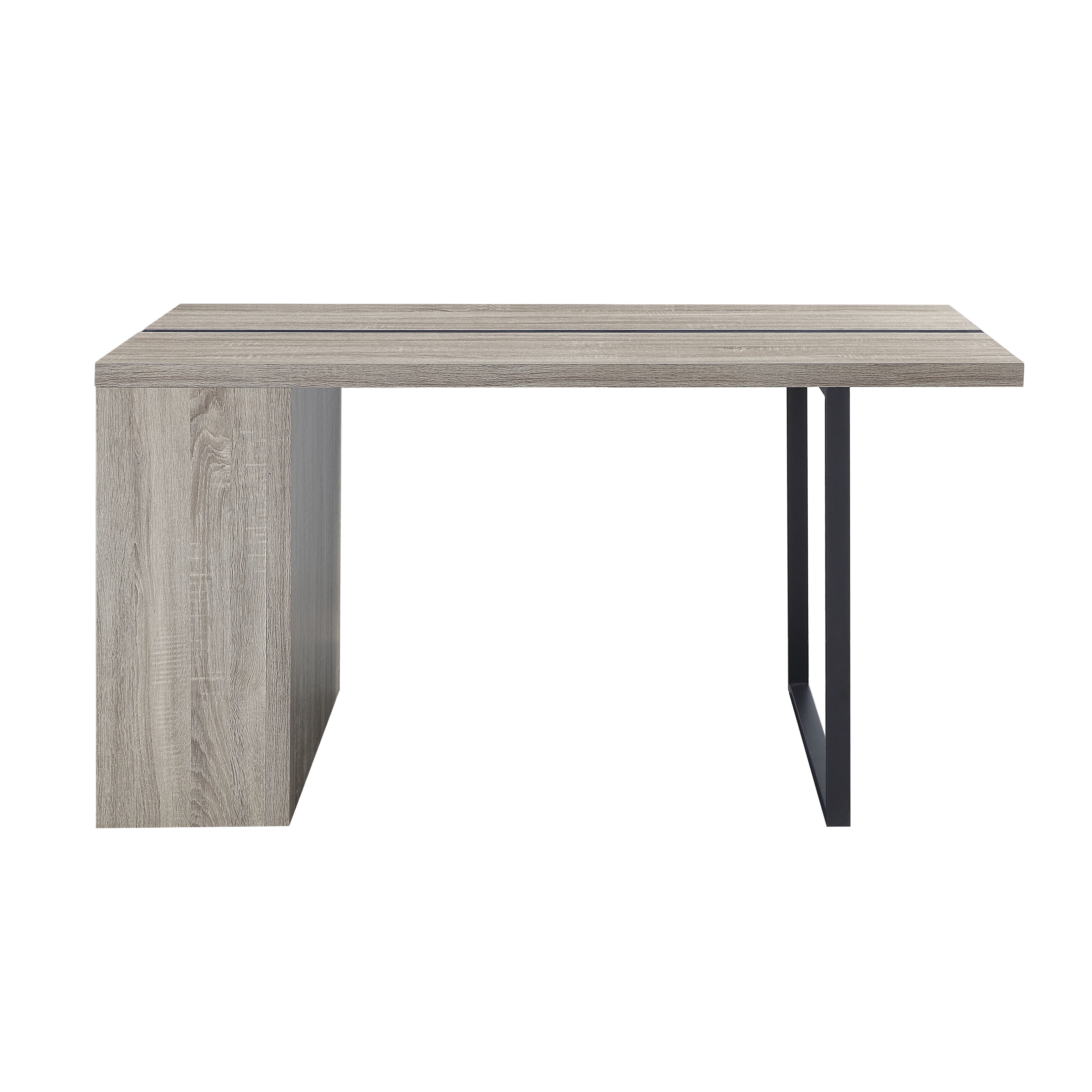 Acme Patwin Wooden Dining Table with Storage Base in Gray Oak and Black