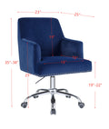 AcME Trenerry Office chair in Blue Velvet & chrome Finish OF00117(D0102H7JVPJ)