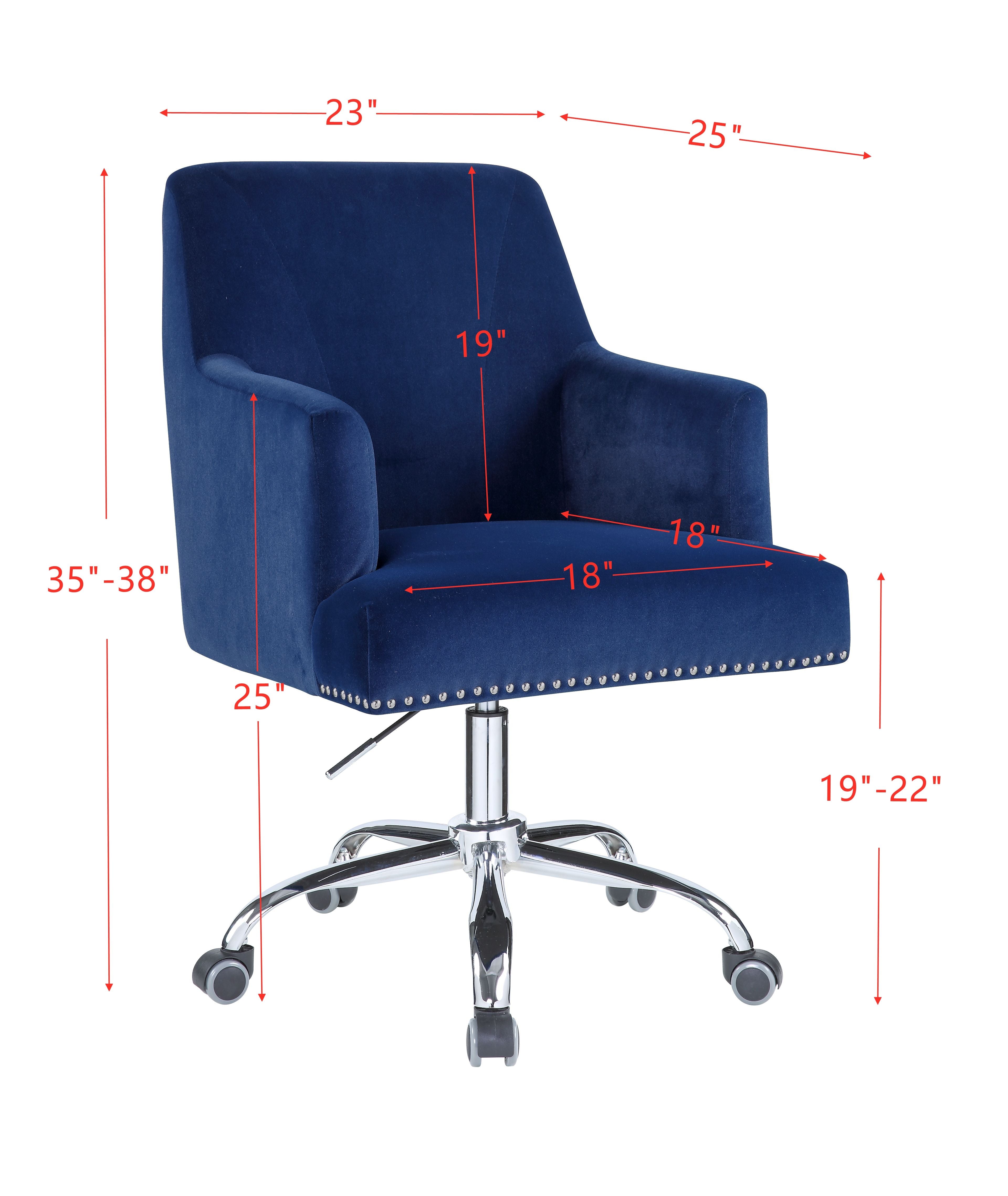 AcME Trenerry Office chair in Blue Velvet & chrome Finish OF00117(D0102H7JVPJ)