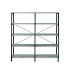 Coaster Home Furnishings Analiese Rustic Industrial 4-Tier Double Bookcase Etagere Bookshelf Office Storage Book Shelf Engineered Eco-Friendly Wood Laminate Sturdy Black Steel Grey Driftwood 801544