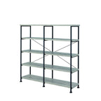 Coaster Home Furnishings Analiese Rustic Industrial 4-Tier Double Bookcase Etagere Bookshelf Office Storage Book Shelf Engineered Eco-Friendly Wood Laminate Sturdy Black Steel Grey Driftwood 801544