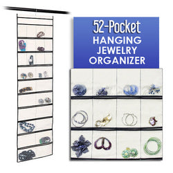 Stylishly Stored 52 Pocket Hanging Canvas Jewelry Organizer(D0102H7YCUY.)