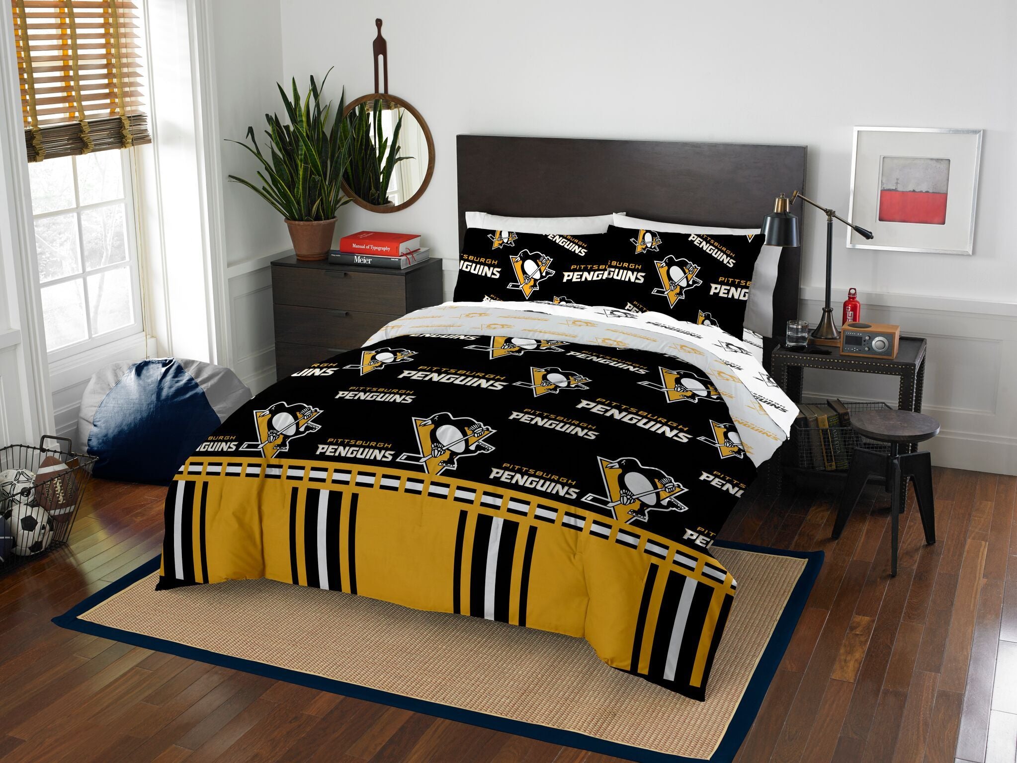 Pittsburgh Penguins OFFIcIAL NHL Queen Bed In Bag Set(D0102H943Xg)